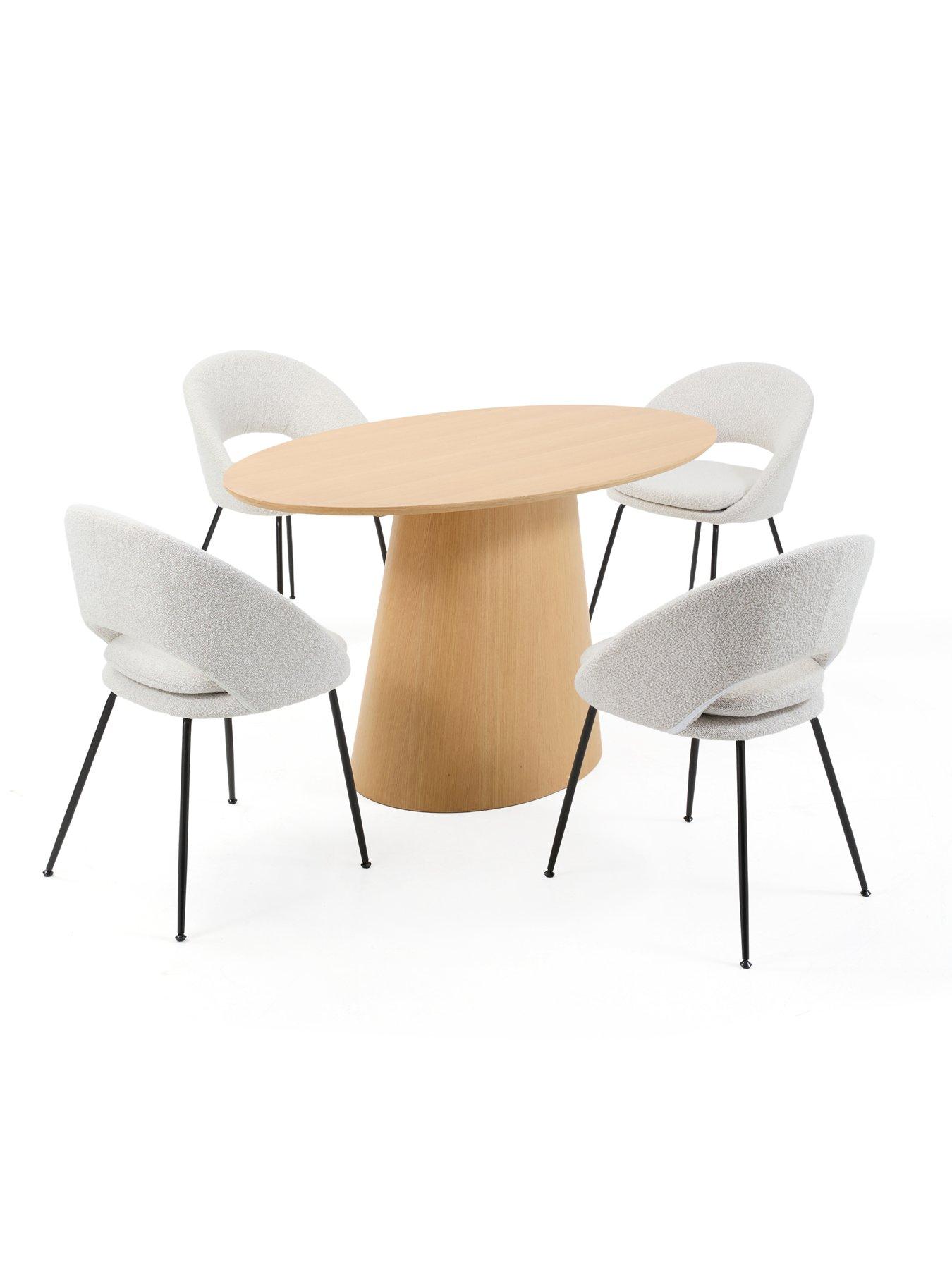 Image 4 of 7 of The Very Collection Lenny 160cm Dining Table & 4 Aurelia Boucle Dining Chairs