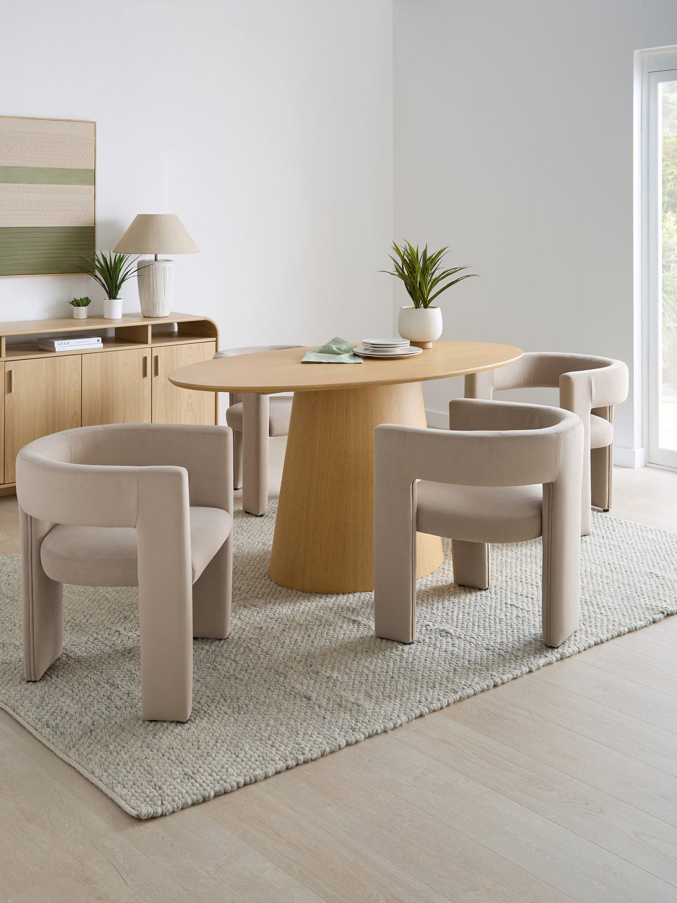 Image 1 of 7 of The Very Collection Lenny 160cm Dining Table & 4 Taupe Nell Dining Chairs