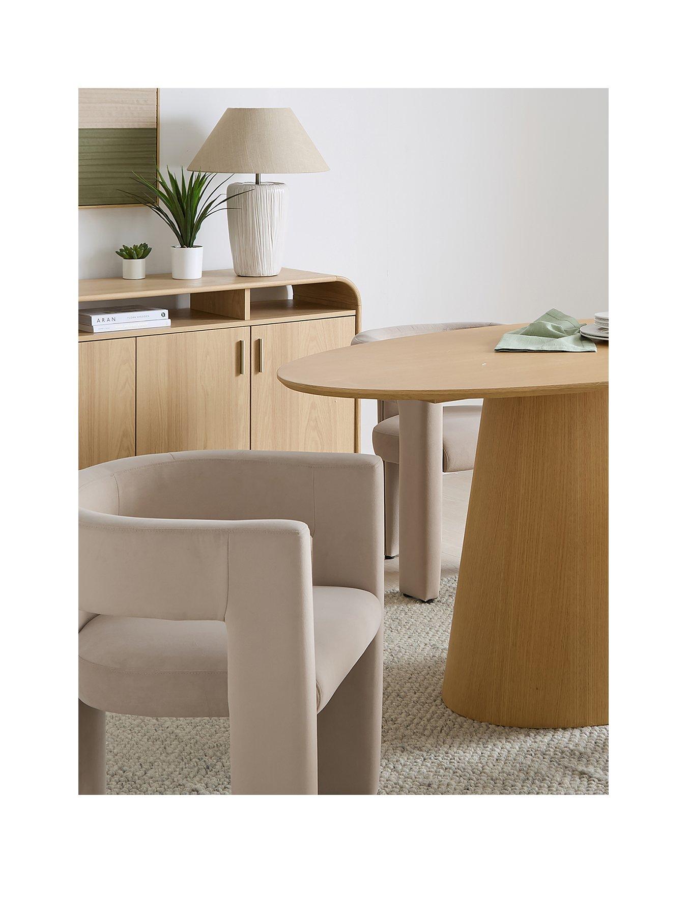 Image 2 of 7 of The Very Collection Lenny 160cm Dining Table & 4 Taupe Nell Dining Chairs