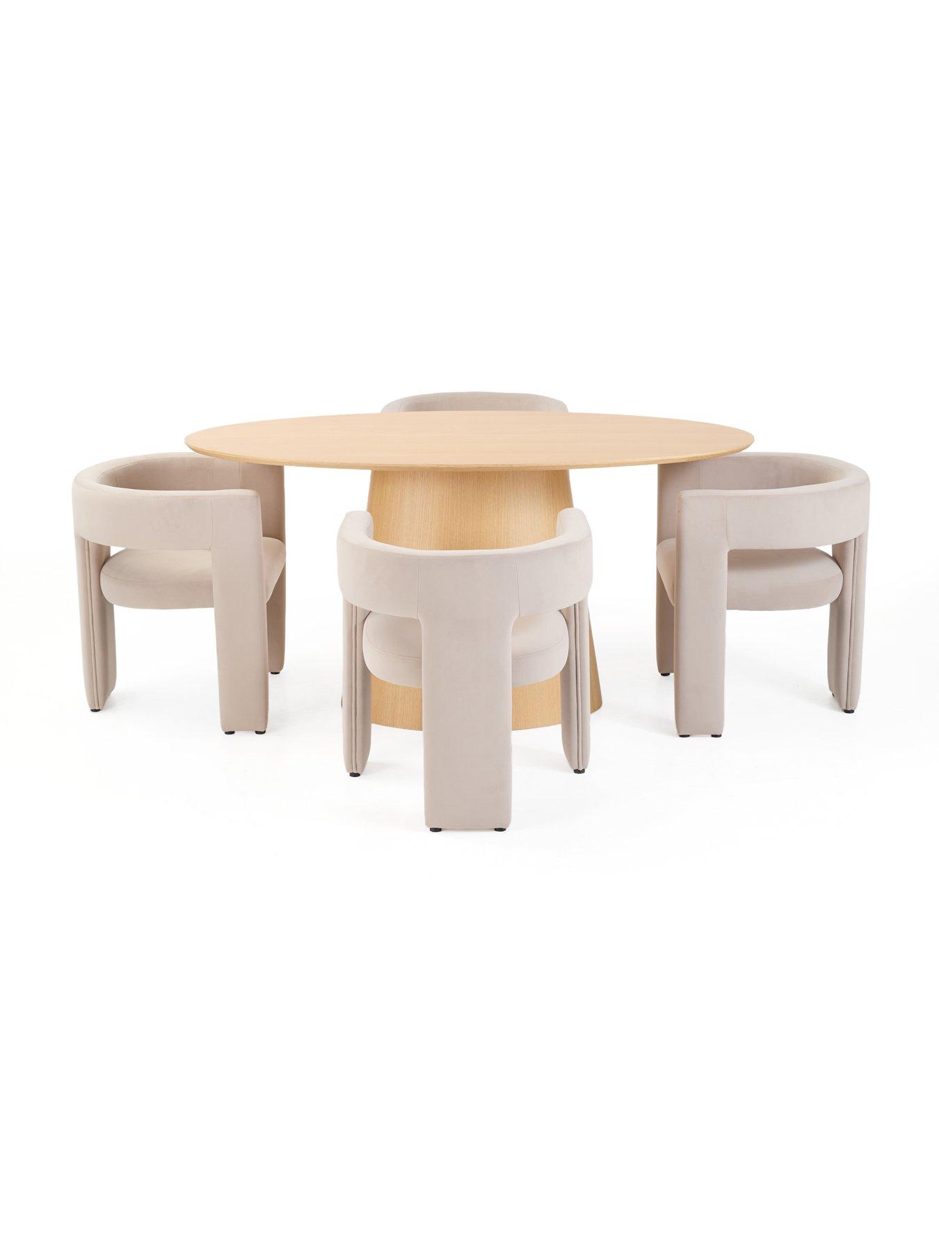 Image 3 of 7 of The Very Collection Lenny 160cm Dining Table & 4 Taupe Nell Dining Chairs