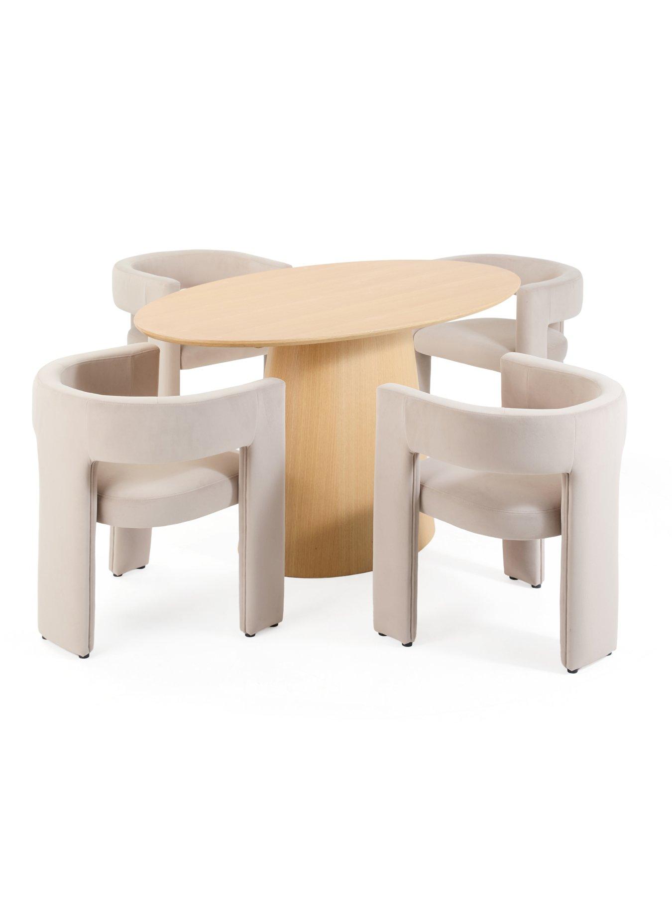 Image 4 of 7 of The Very Collection Lenny 160cm Dining Table & 4 Taupe Nell Dining Chairs