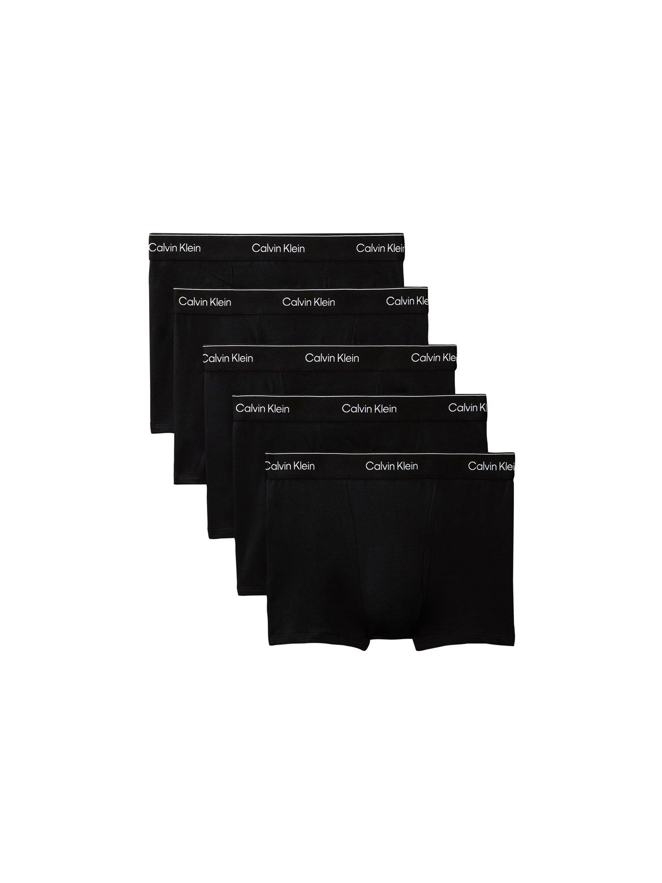 Image 1 of 6 of Calvin Klein Mens Icon Cotton Stretch 5 Pack Relaxed Trunks - Black