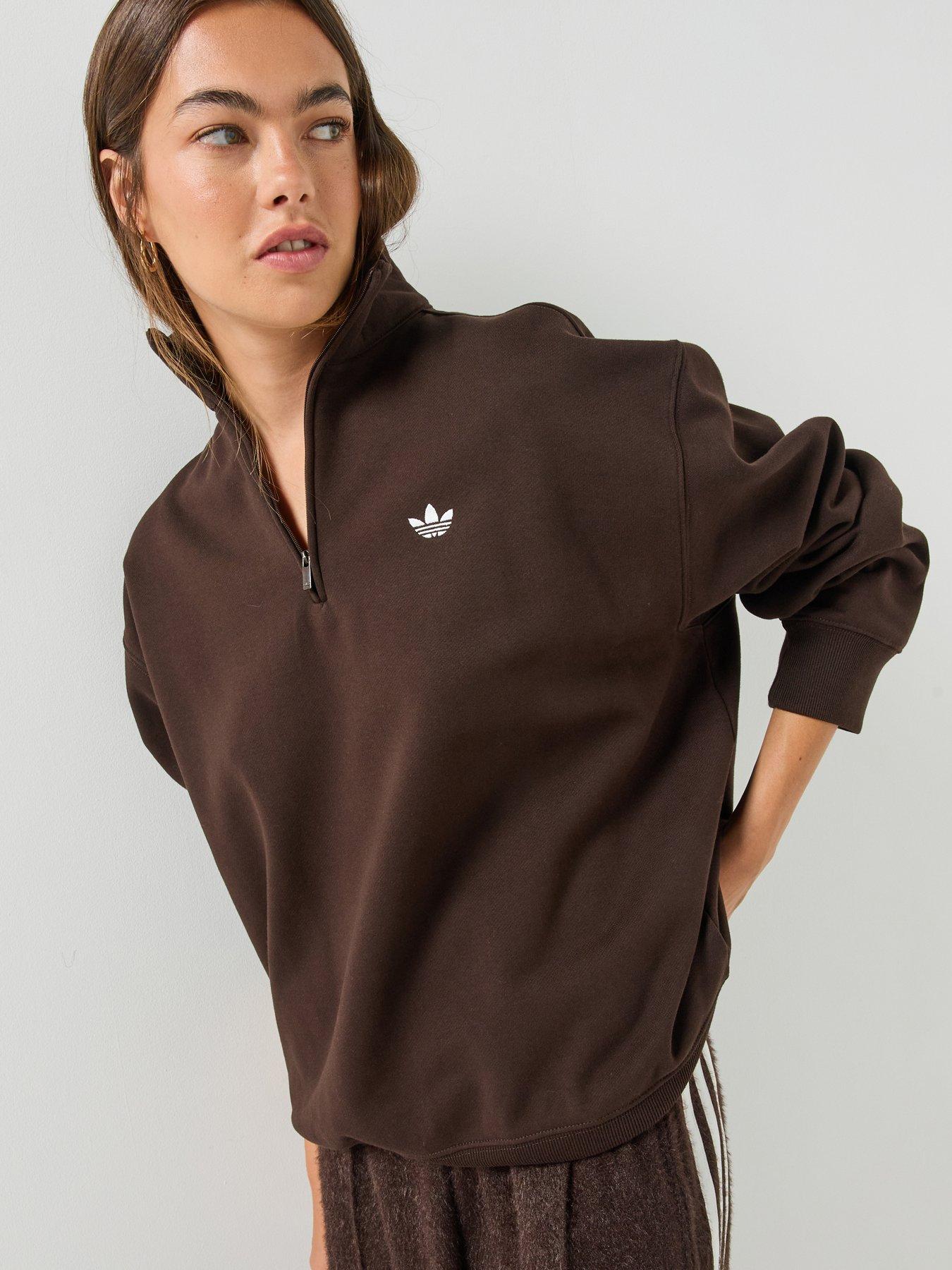 Image 1 of 7 of adidas Originals Womens Essentials Fleece Crew Sweater - Brown