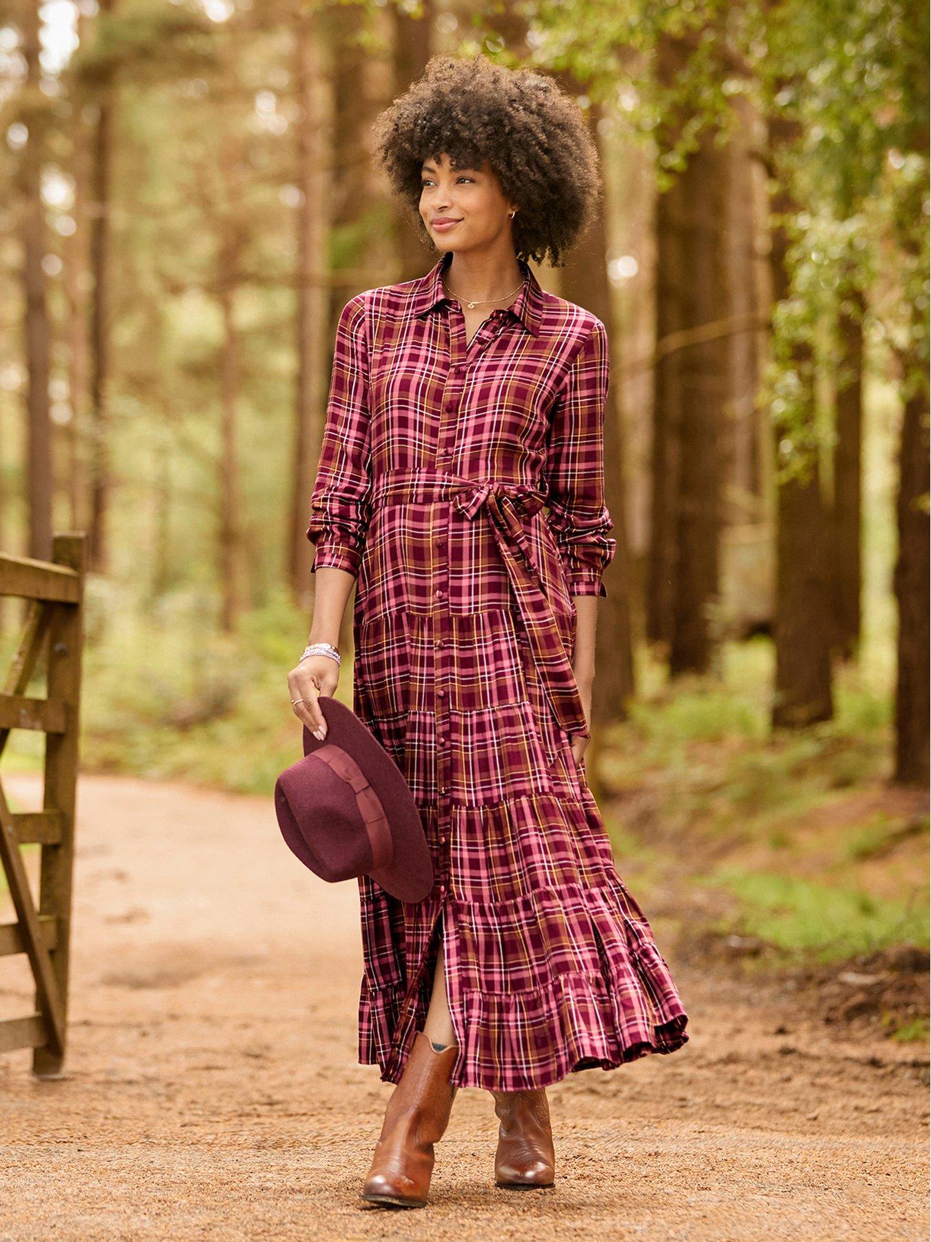 Image 5 of 7 of Joe Browns Willow Check Button Through Maxi Dress