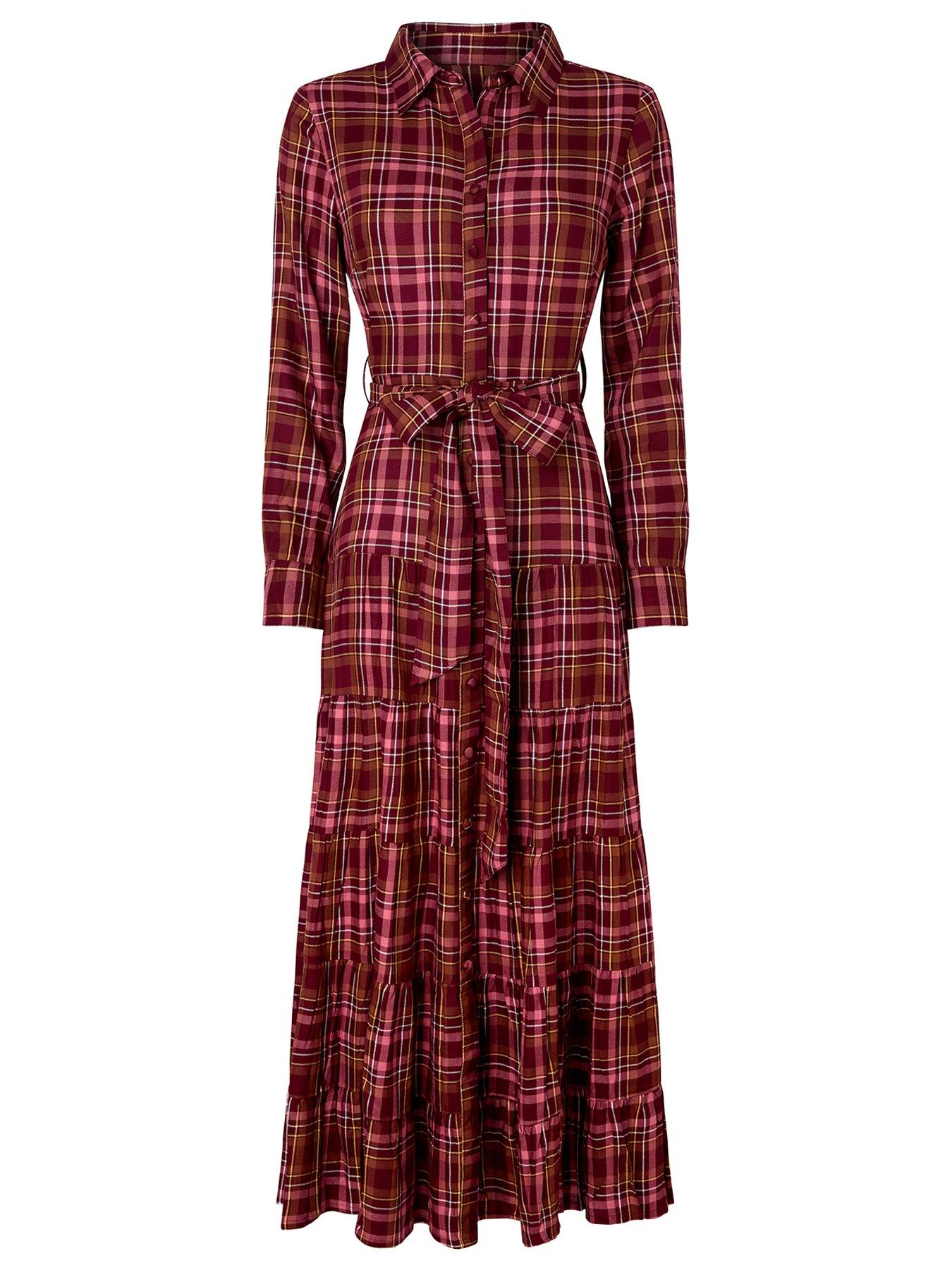 Image 7 of 7 of Joe Browns Willow Check Button Through Maxi Dress