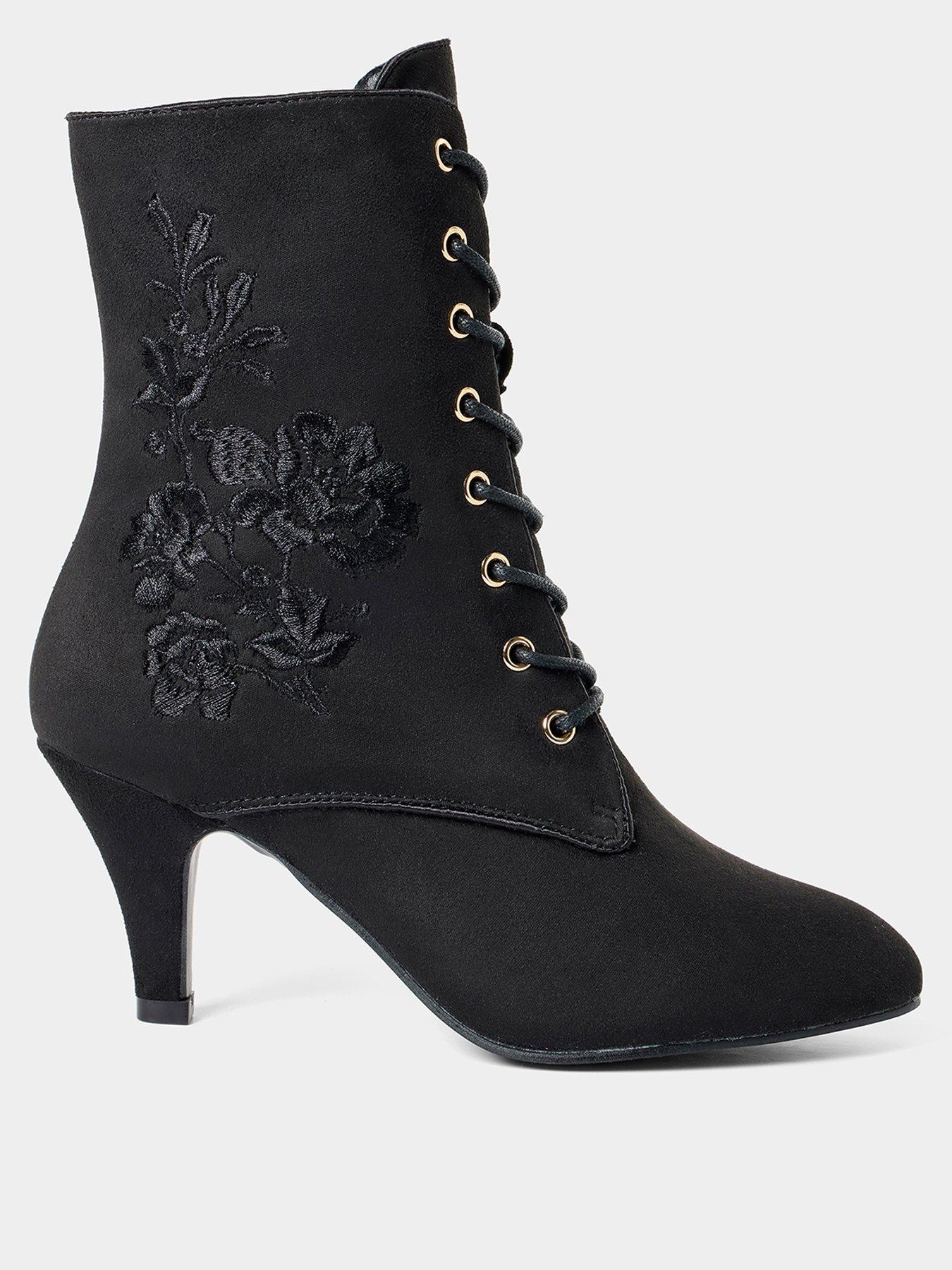 Image 1 of 7 of Joe Browns Grace Embroidered Lace Up Ankle Boots