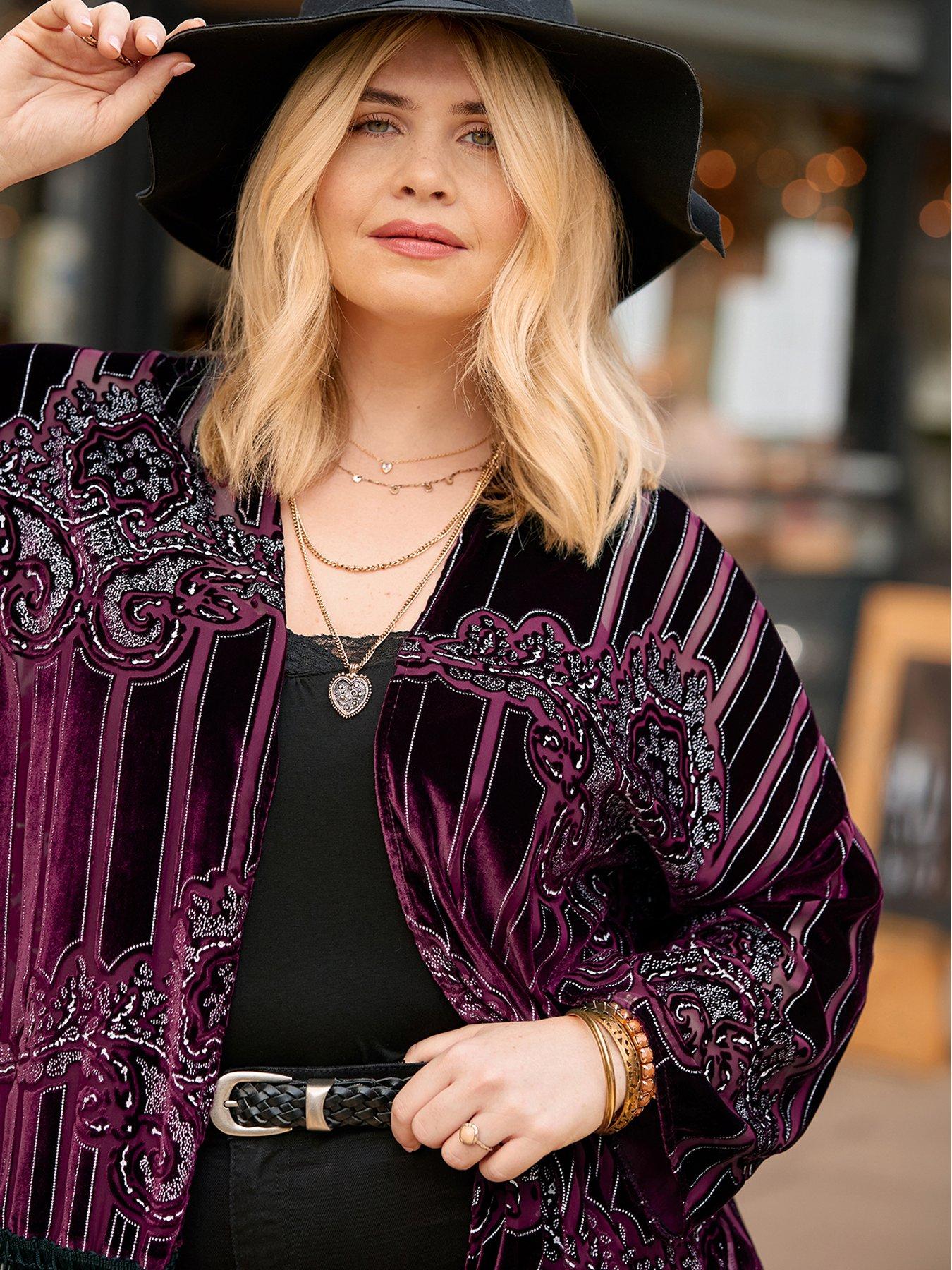Image 6 of 7 of Joe Browns Rosefall Devore Fringe Kimono
