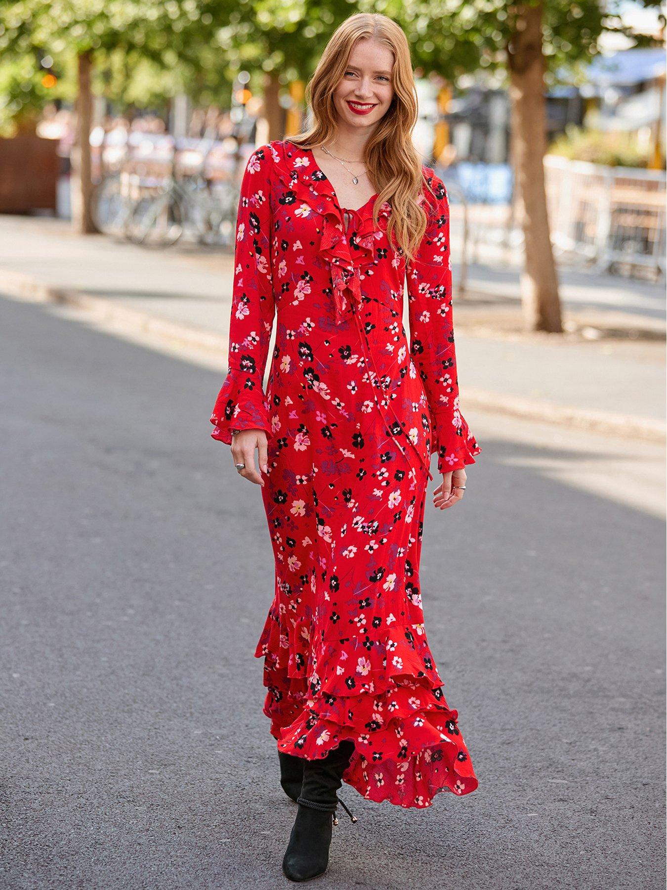 Joe Browns Phoebe Long Sleeve Ruffle Maxi Dress