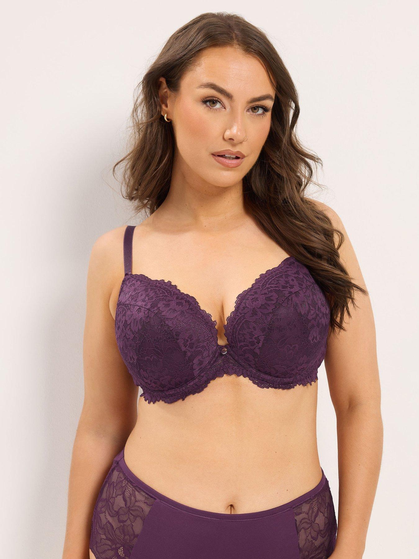 Yours Curve Anja Lace Padded Bra - Purple