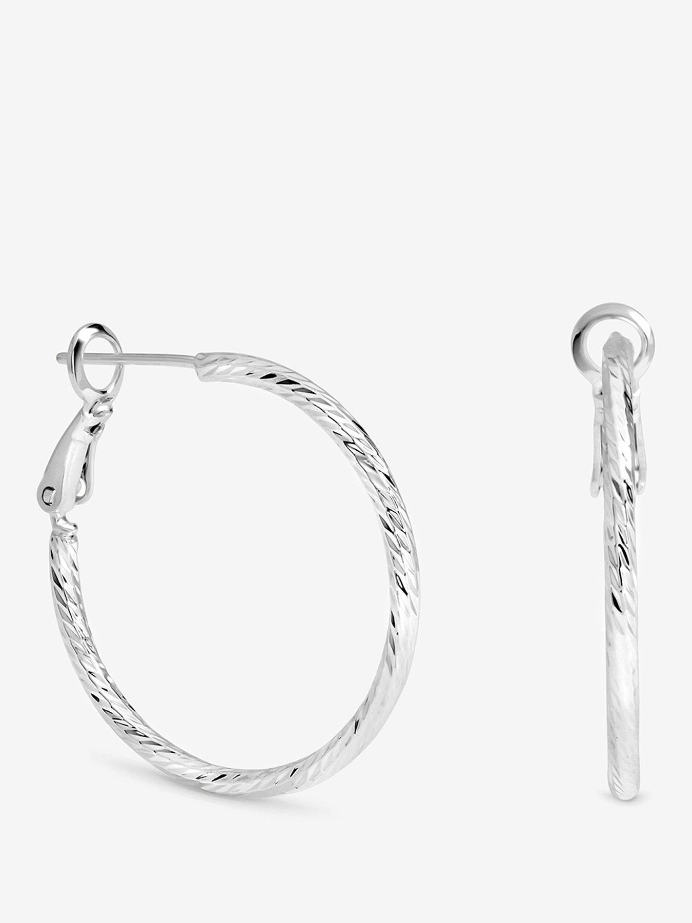Image 1 of 3 of Inicio Silver Diamond Cut Hoops