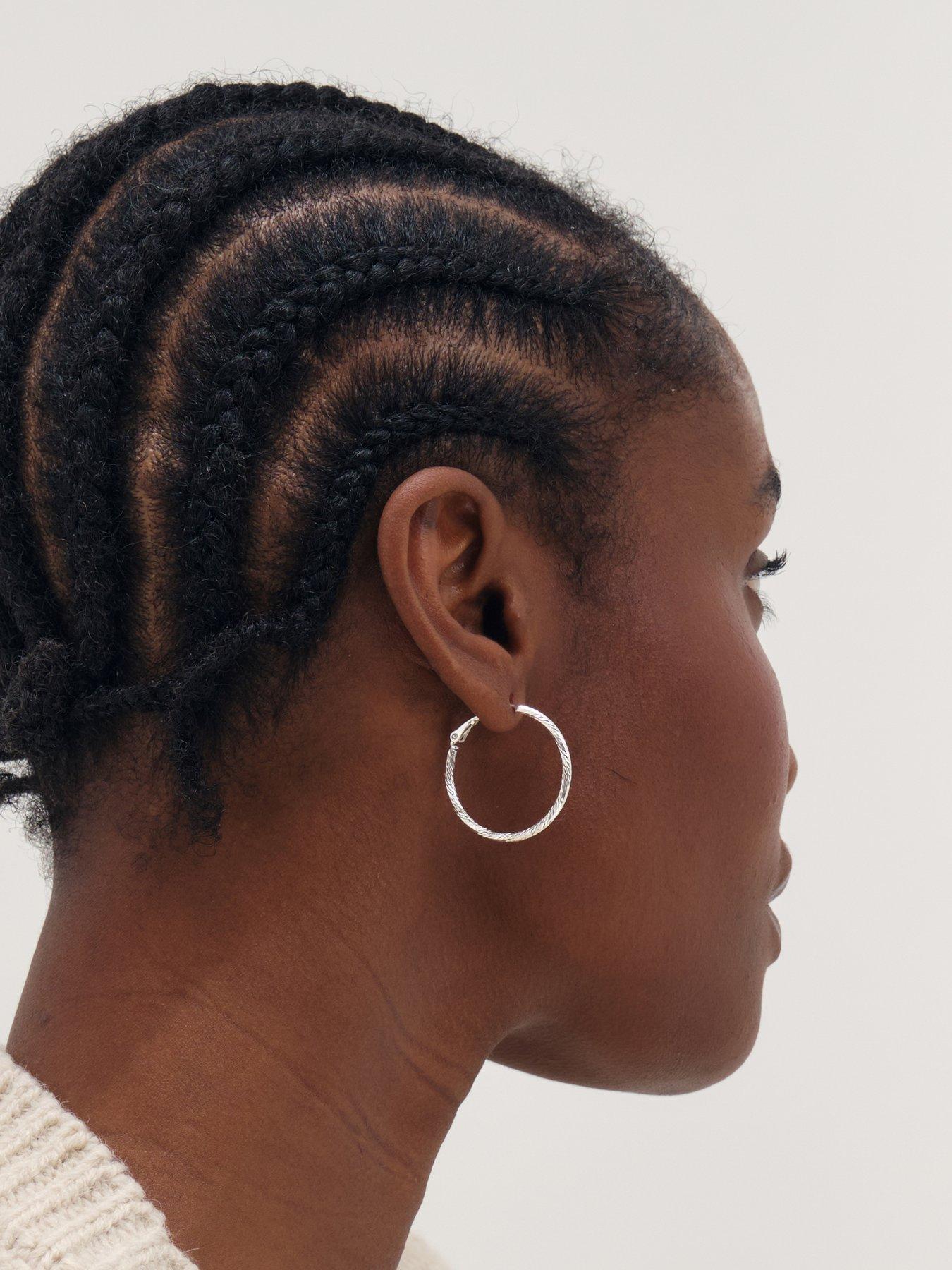 Image 2 of 3 of Inicio Silver Diamond Cut Hoops