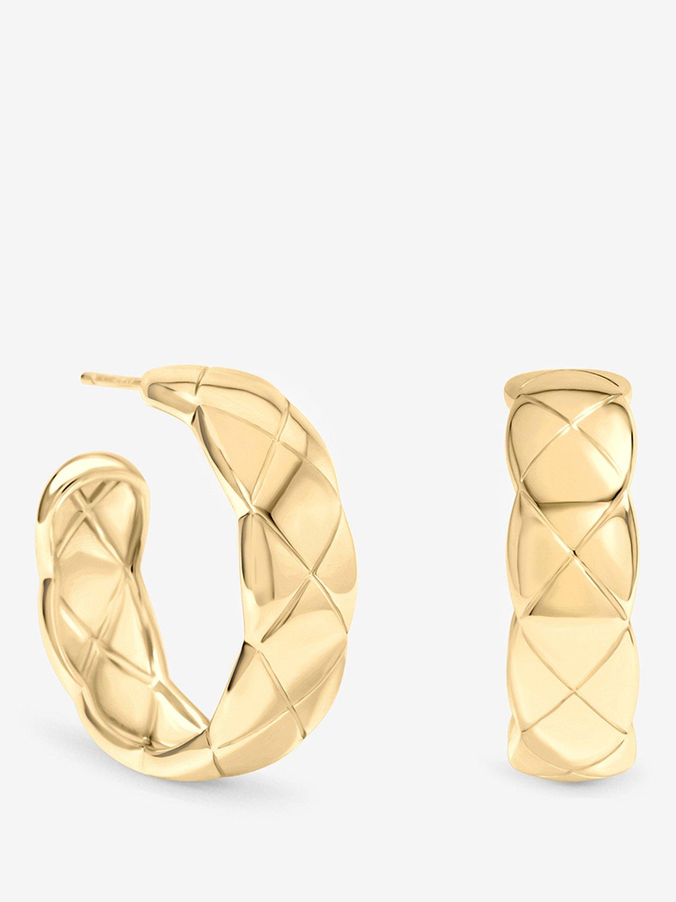 Inicio Inicio Gold Large Quilted Hoops