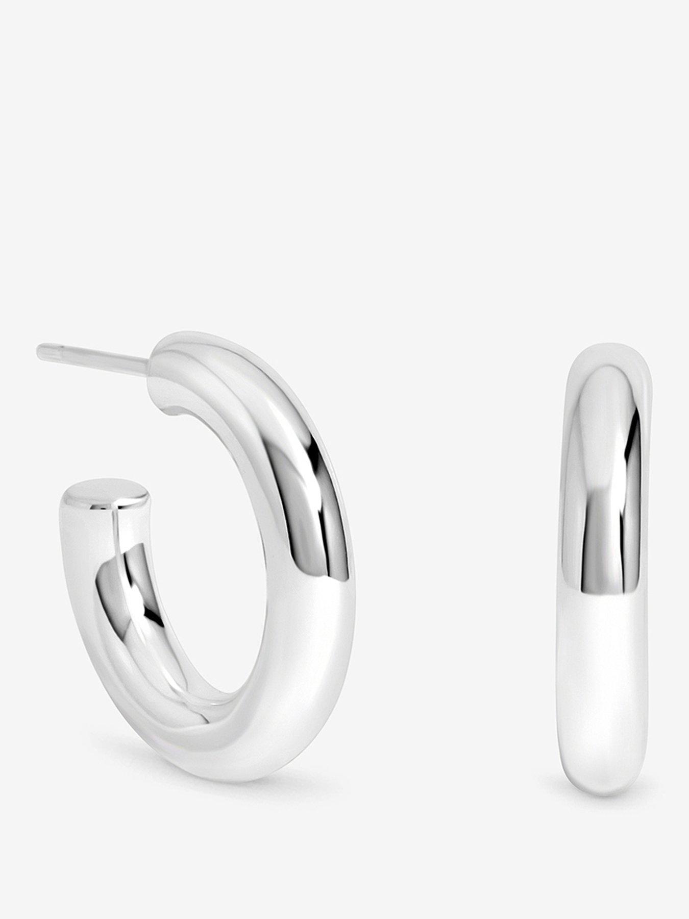 Jon Richard Inicio Silver Chubby Small Hoop Earrings