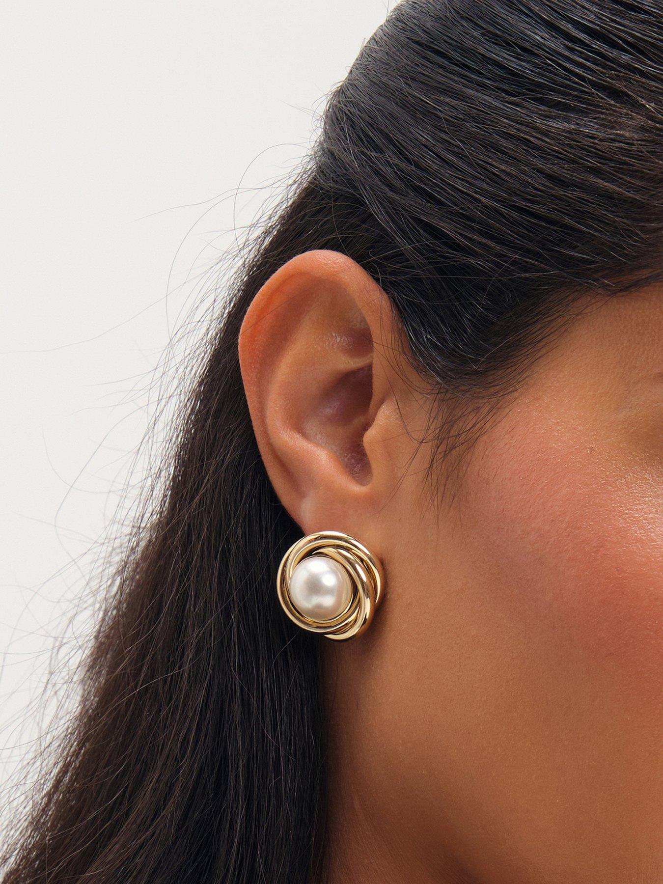 Image 1 of 3 of Jon Richard Jon Richard Gold Plated And Pearl Statement Earrings