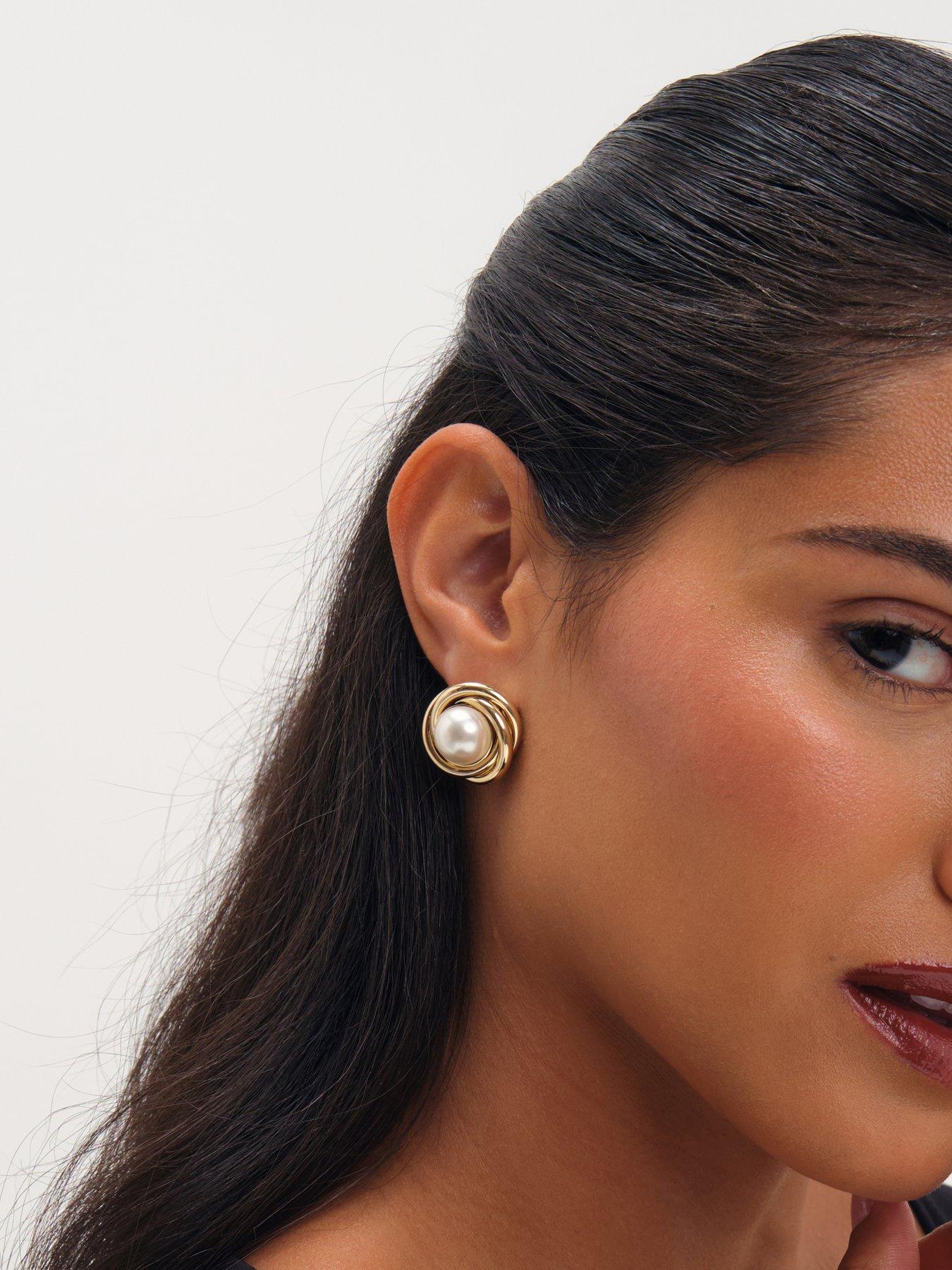 Image 3 of 3 of Jon Richard Jon Richard Gold Plated And Pearl Statement Earrings