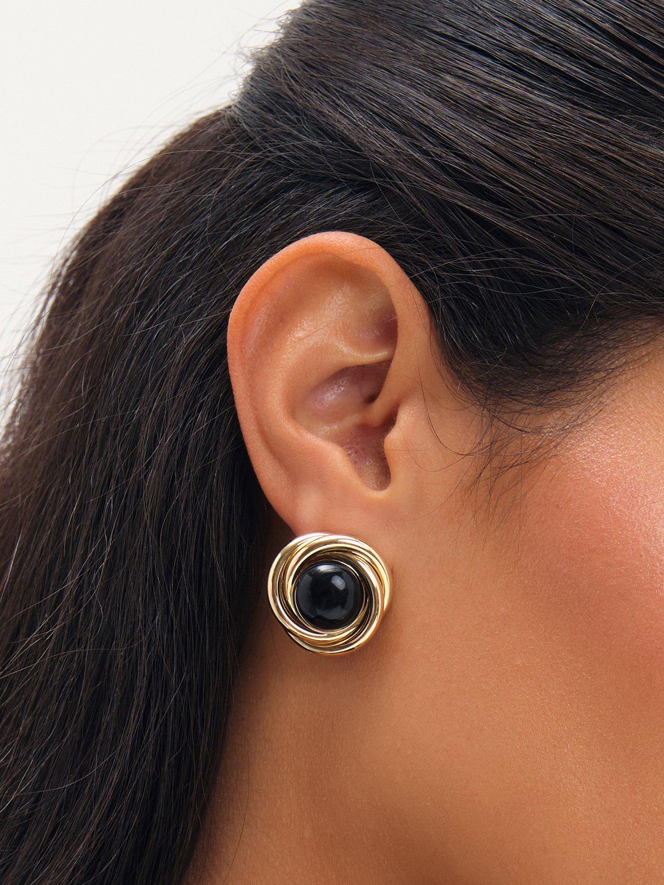 Jon Richard Gold Plated And Jet Statement Earrings