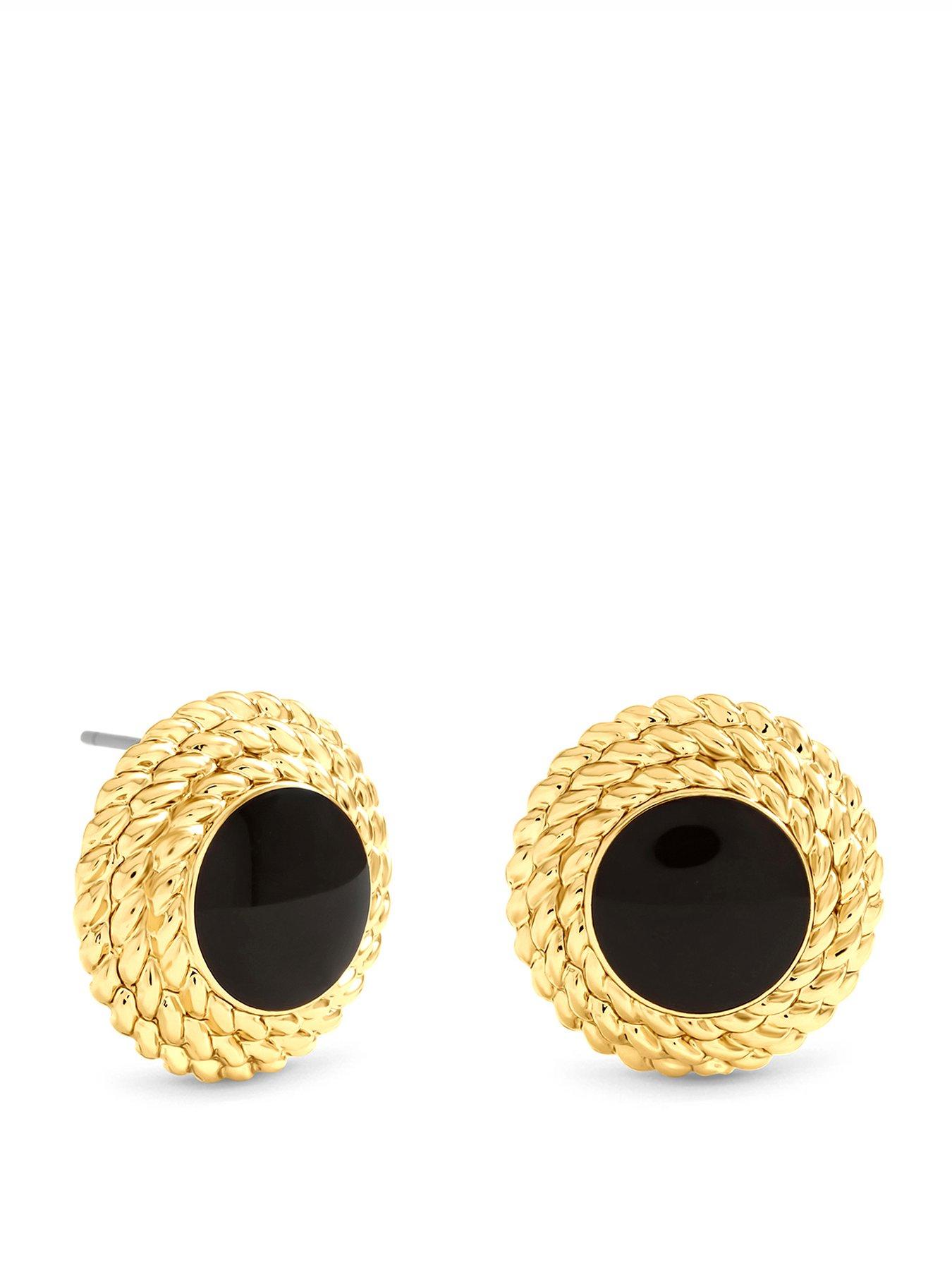 Jon Richard Jon Richard Gold Plated And Jet Stud Earrings