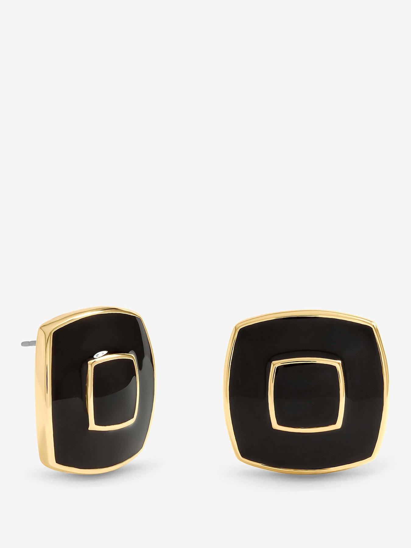 Jon Richard Gold Plated And Enamel Square Earrings