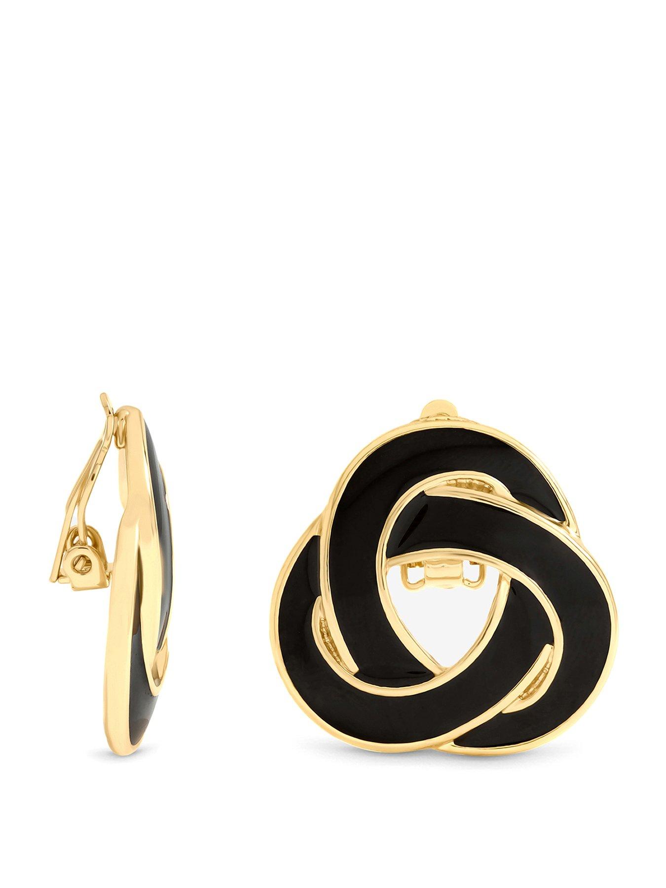 Jon Richard Jon Richard Gold Plated And And Jet Enamel Statement Knot Clip Earrings