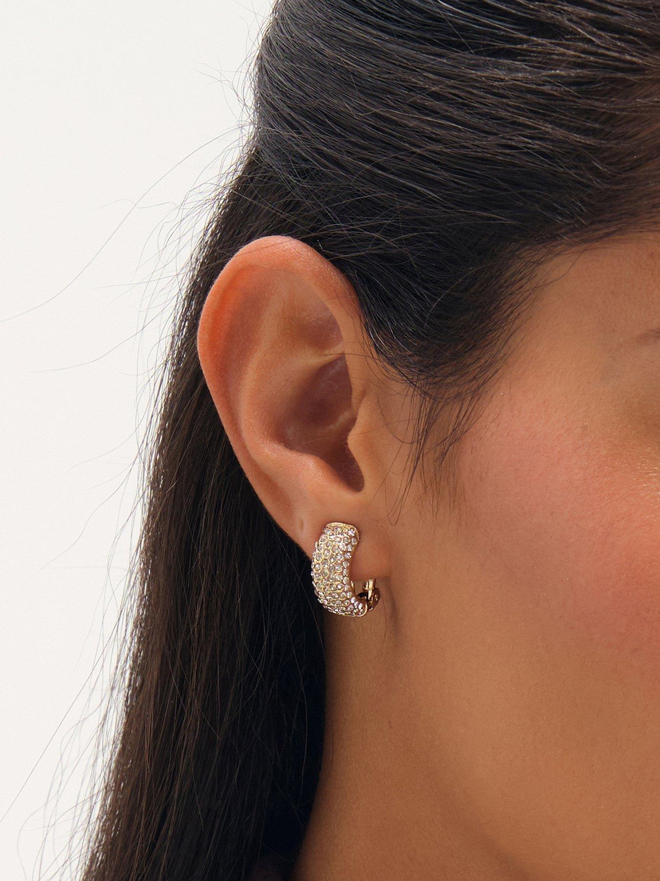 Jon Richard Jon Richard Gold Plated Crystal Hoop Clip Earrings