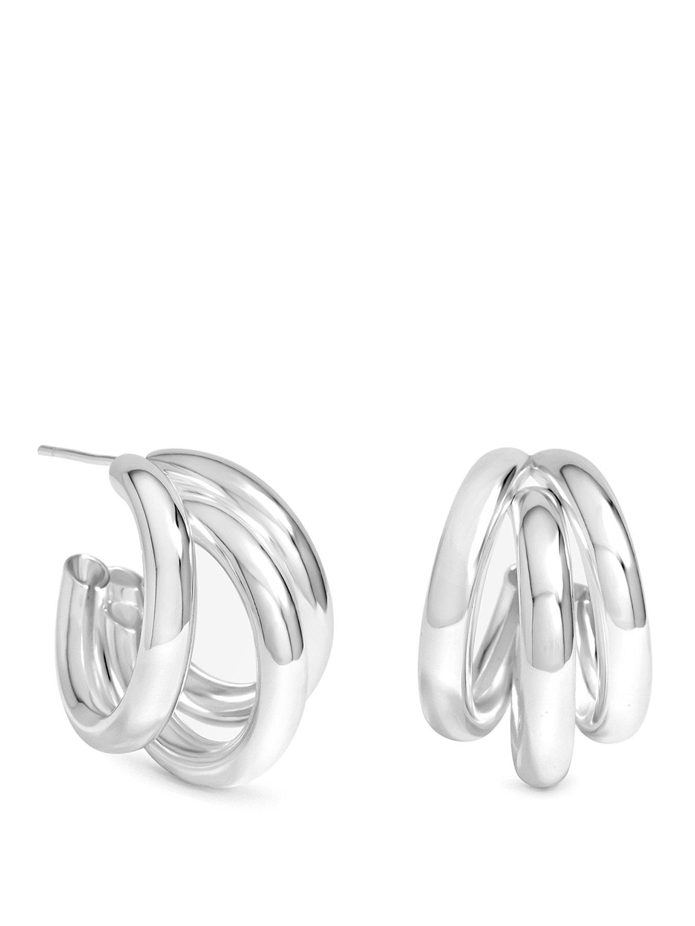 Inicio Inicio Silver Fluid Triple Row Hoops