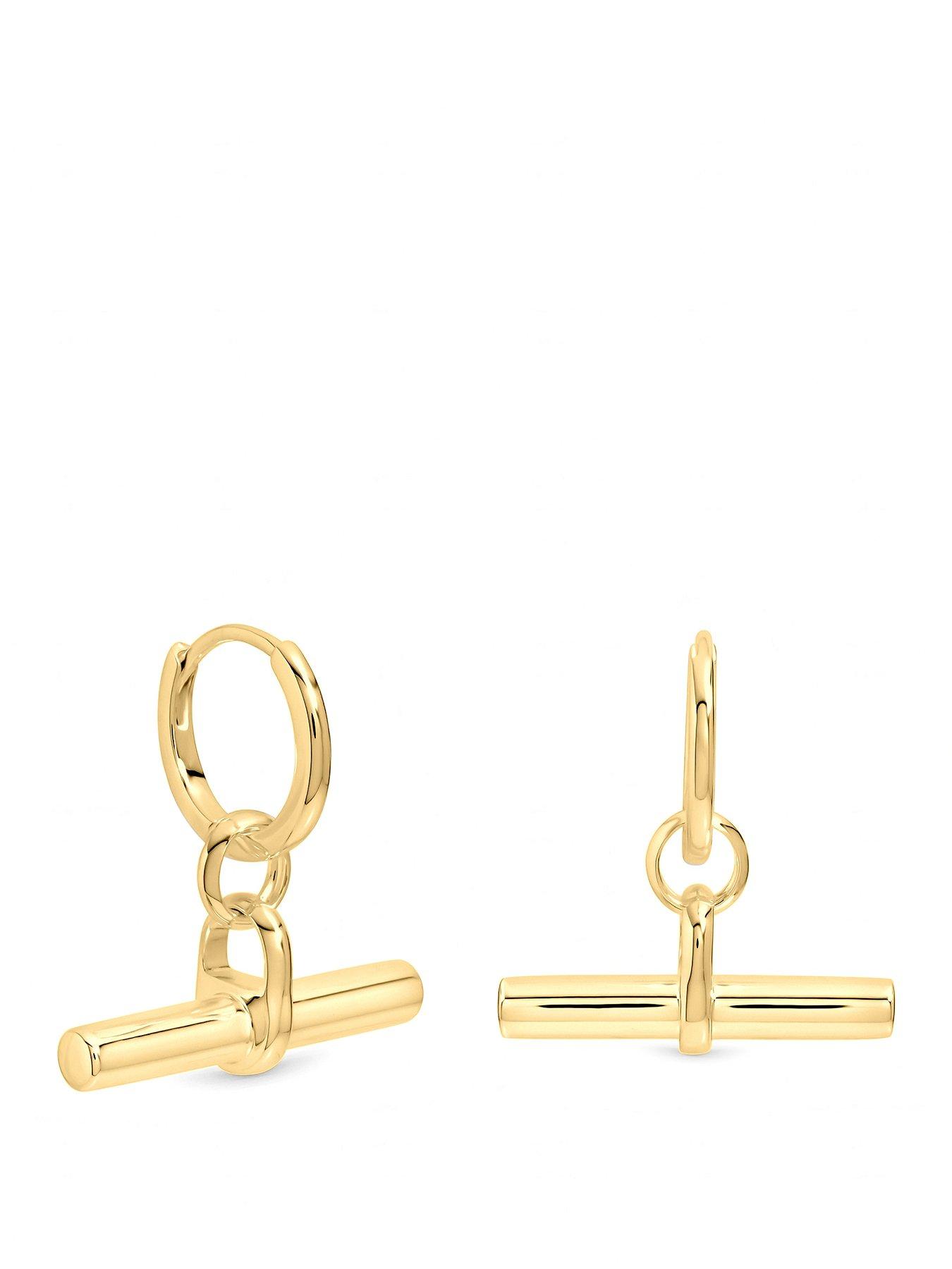 Inicio Inicio Gold T-Bar Earrings - Gift Pouch