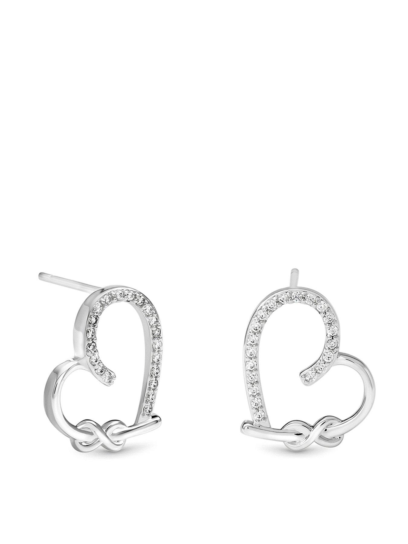 Inicio Inicio Silver Pave Open Heart Studs