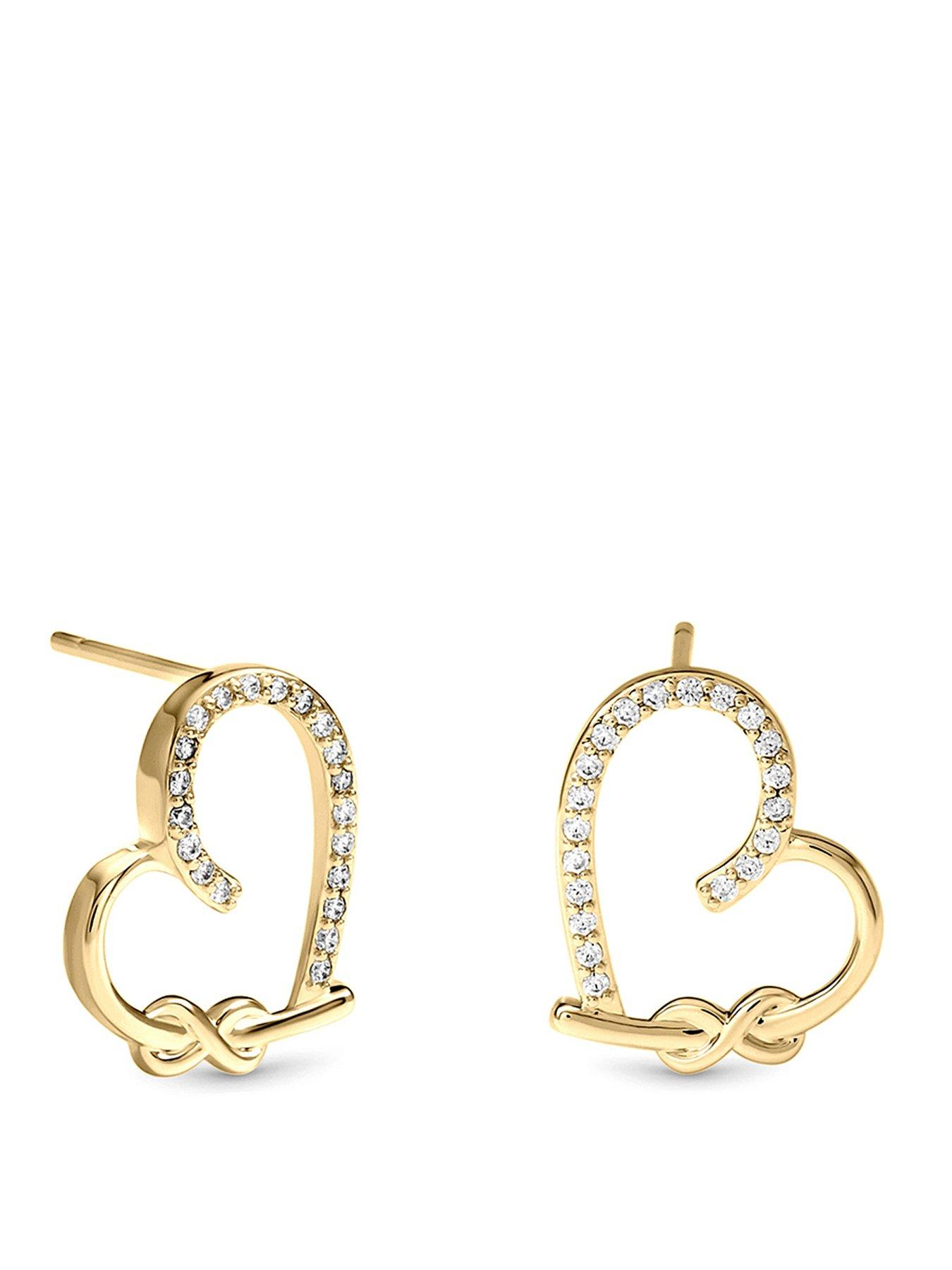Inicio Inicio Gold Pave Open Heart Studs
