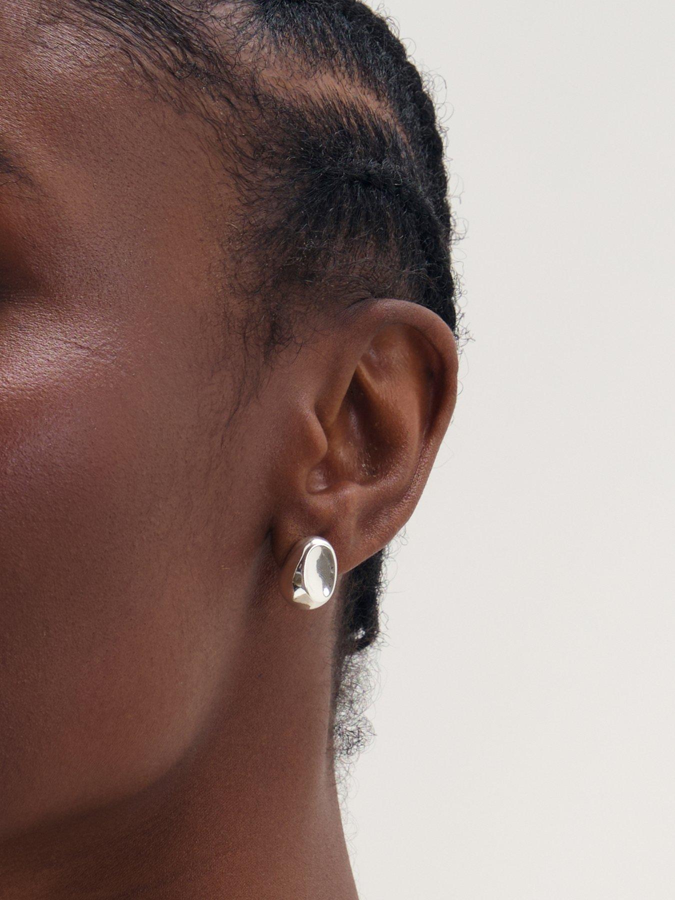 Image 2 of 3 of Inicio Inicio Silver Small Thumbprint Earrings