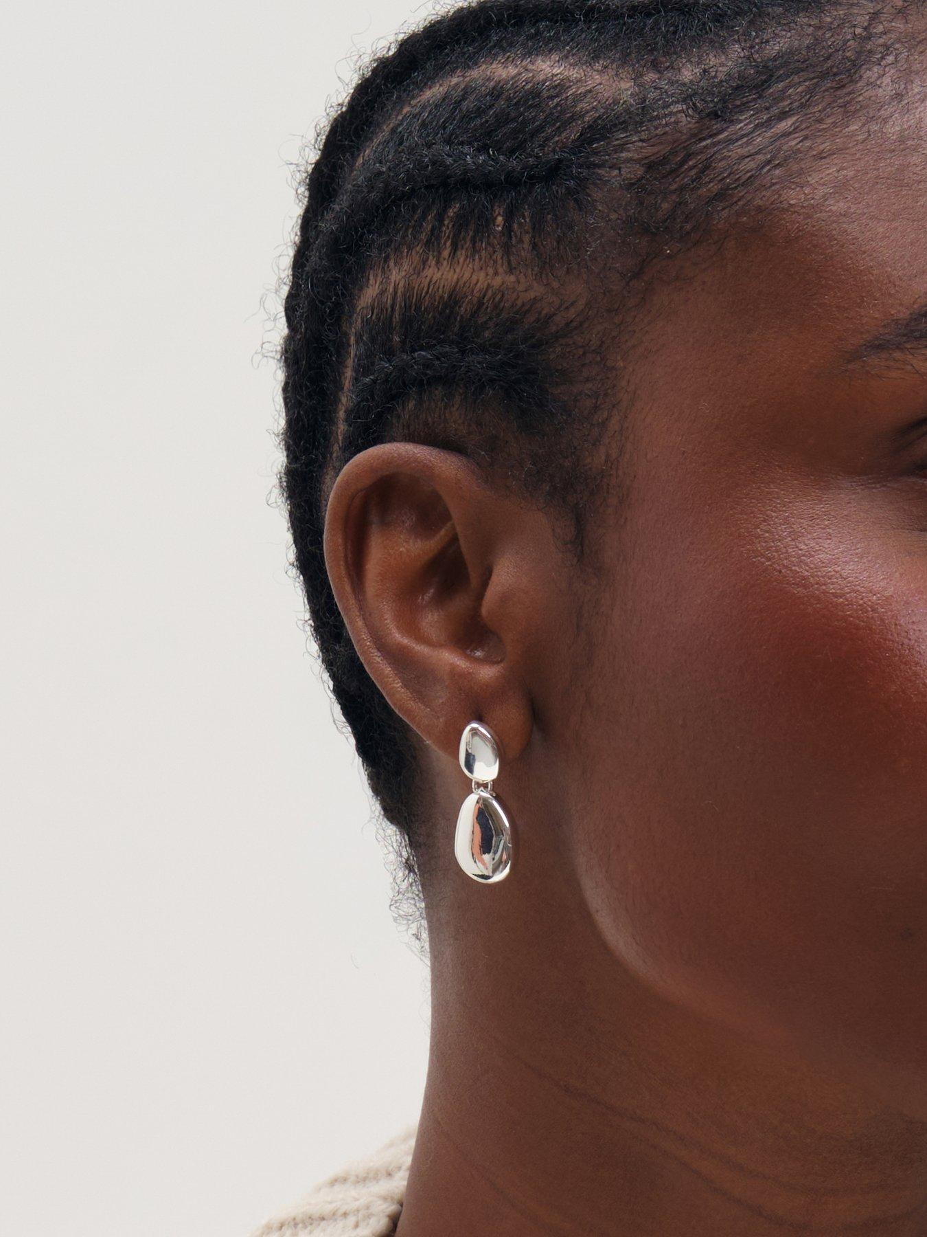 Image 2 of 3 of Inicio Inicio Silver Pebble Drop Earrings