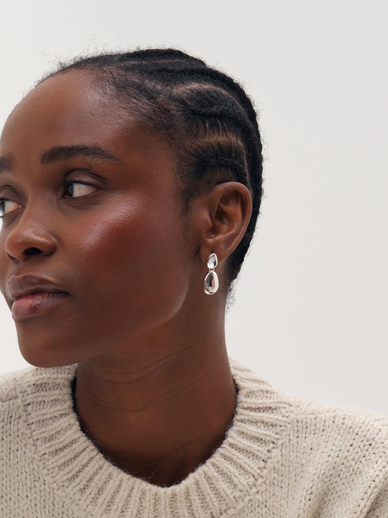 Image 3 of 3 of Inicio Inicio Silver Pebble Drop Earrings