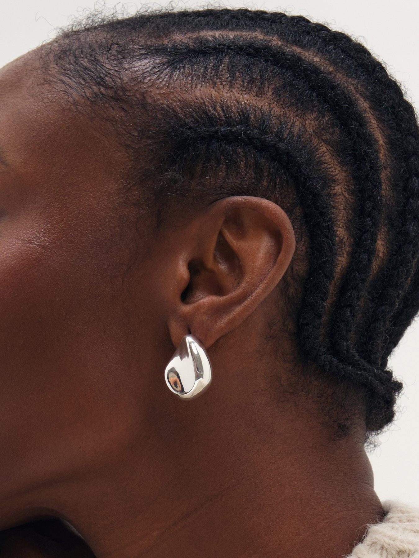 Image 2 of 3 of Inicio Inicio Silver Large Thumbprint Earrings