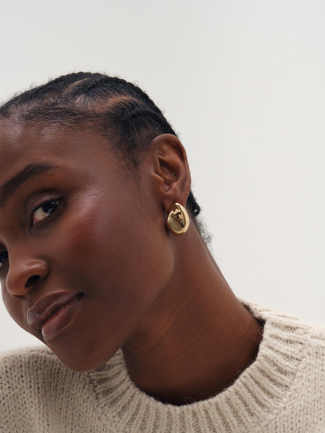 Image 3 of 3 of Inicio Inicio Gold Large Thumbprint Earrings