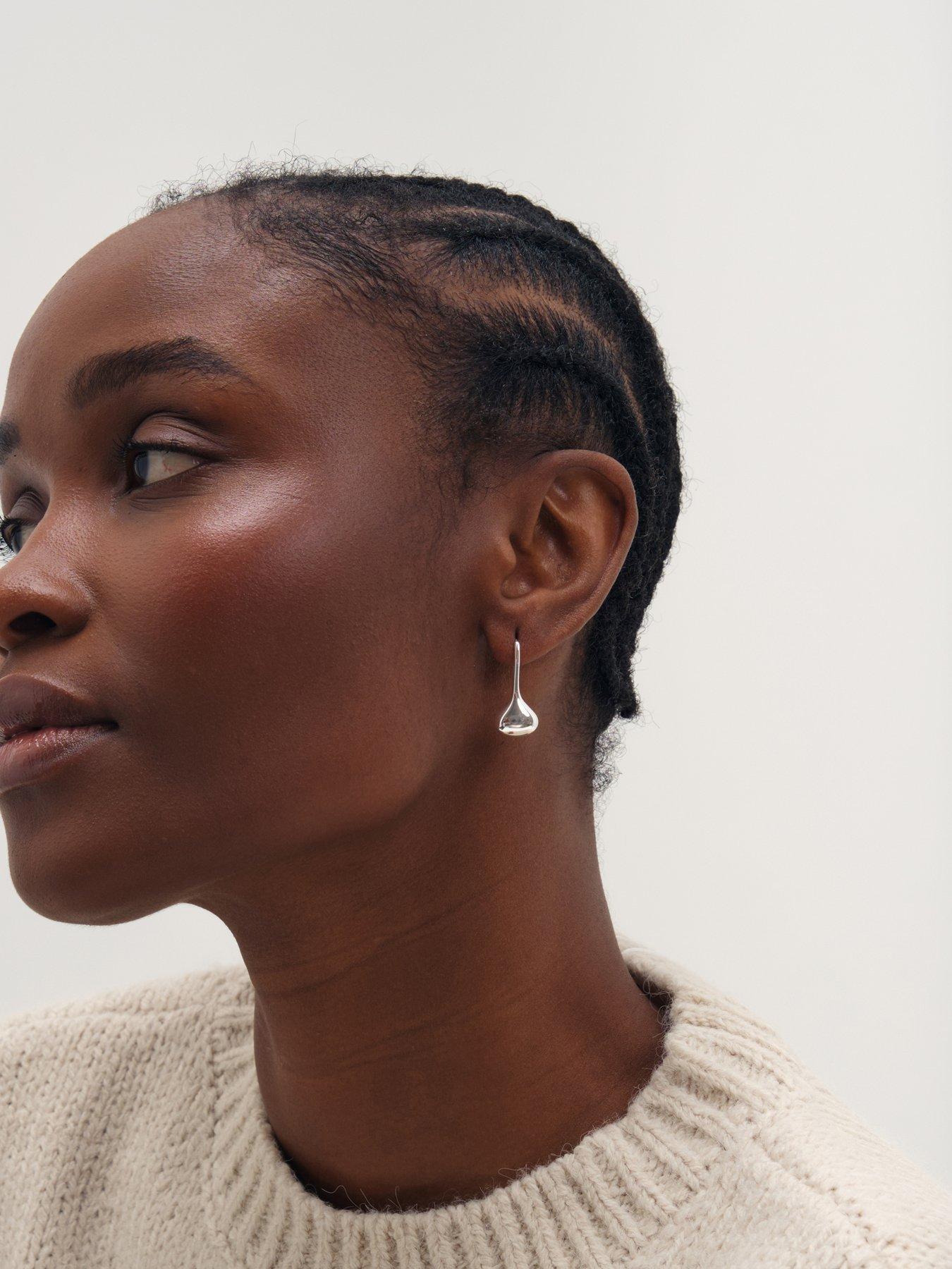 Image 3 of 3 of Inicio Silver Fluid Teardrop Earrings