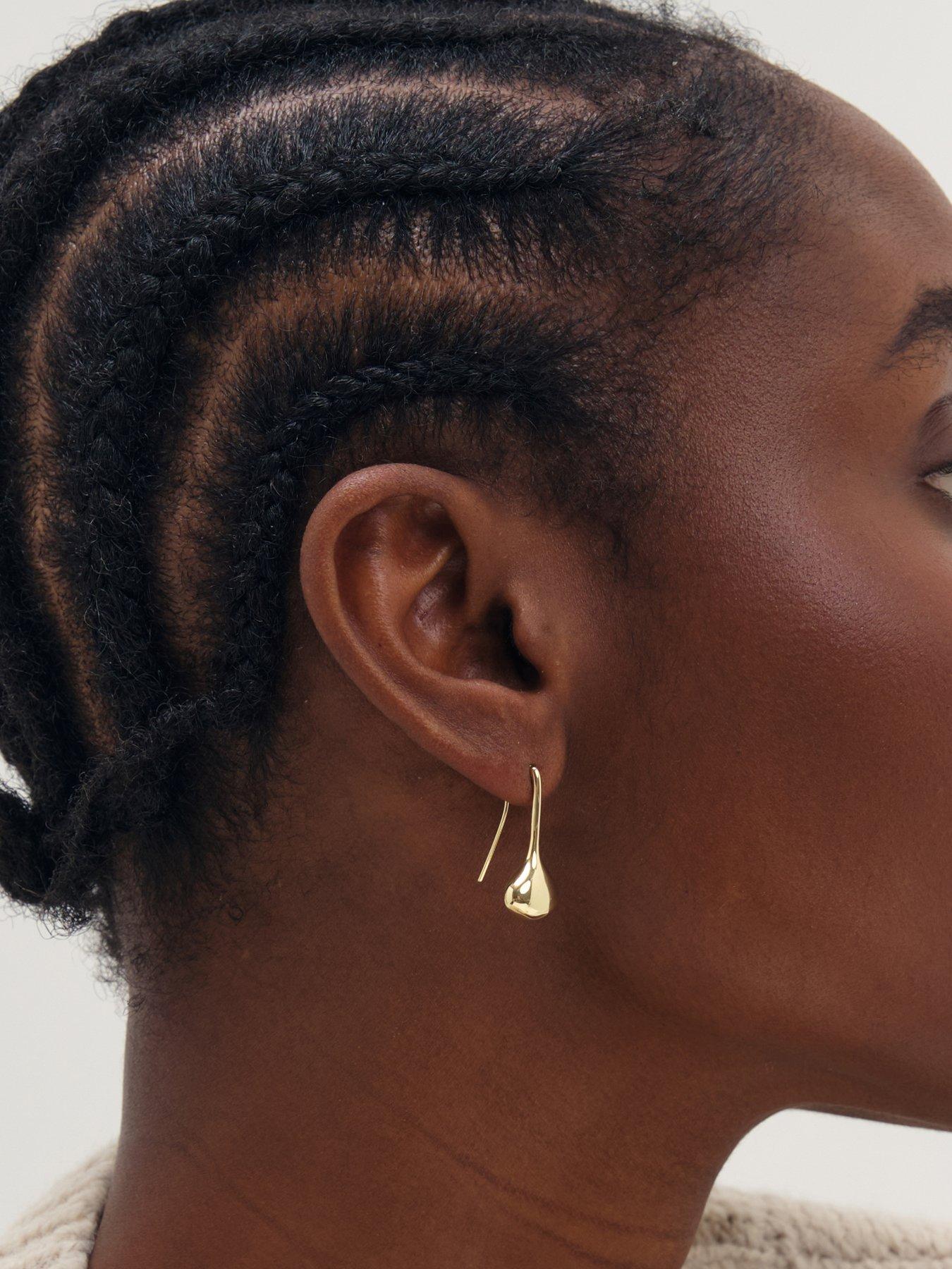 Image 3 of 4 of Inicio Gold Fluid Teardrop Earrings