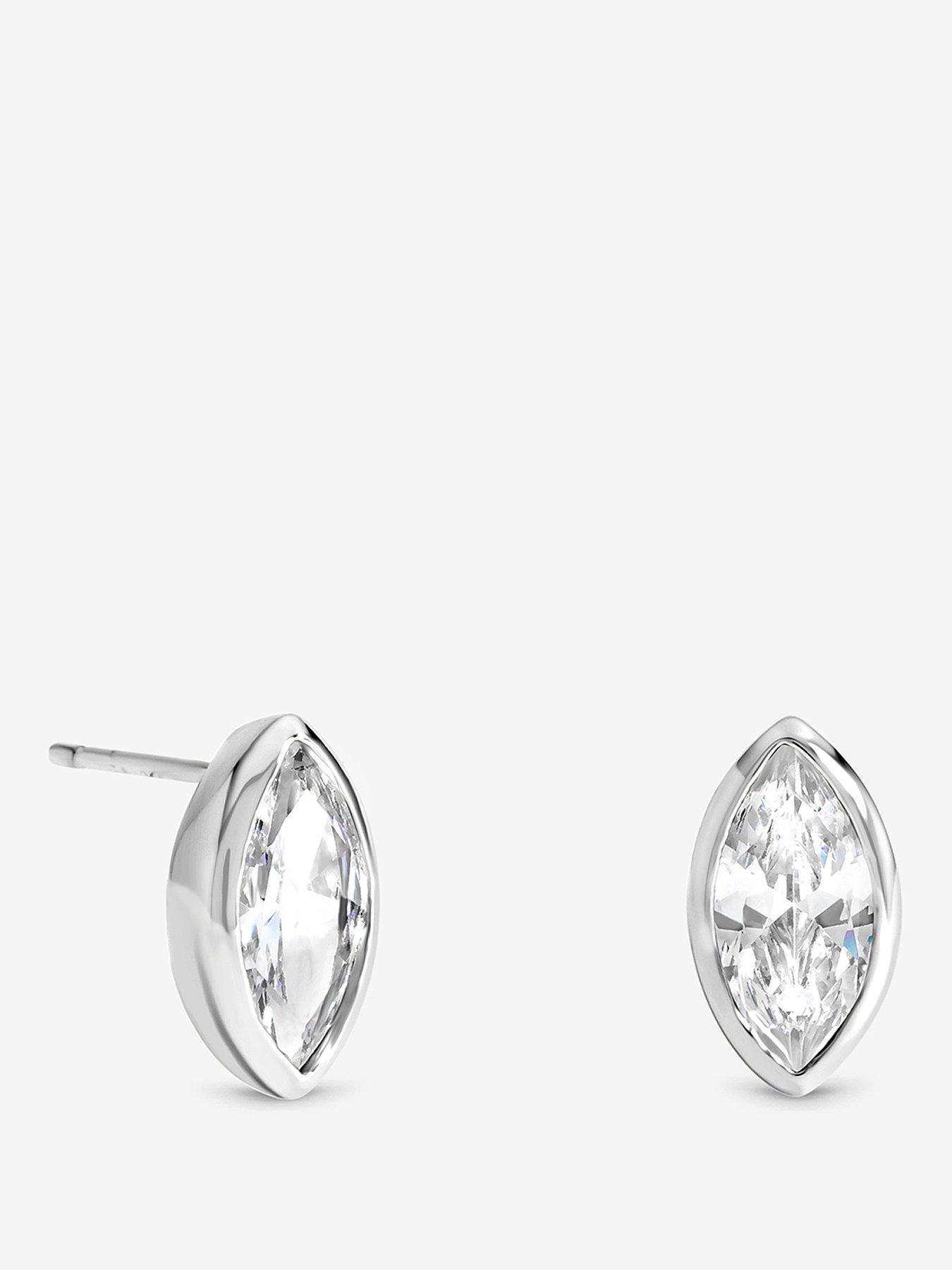 Inicio Inicio Silver Navette Bezel Studs