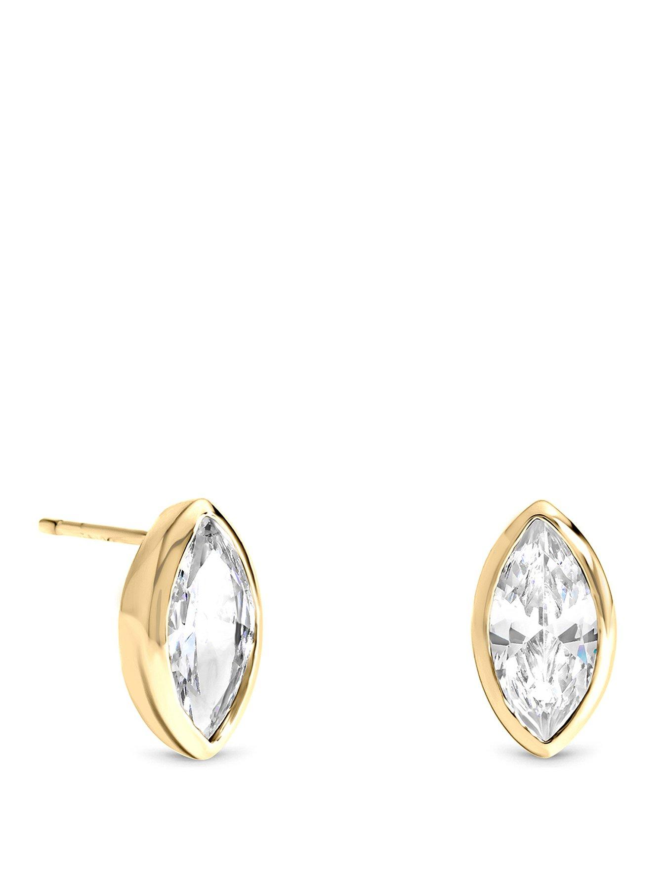 Inicio Inicio Gold Navette Bezel Studs