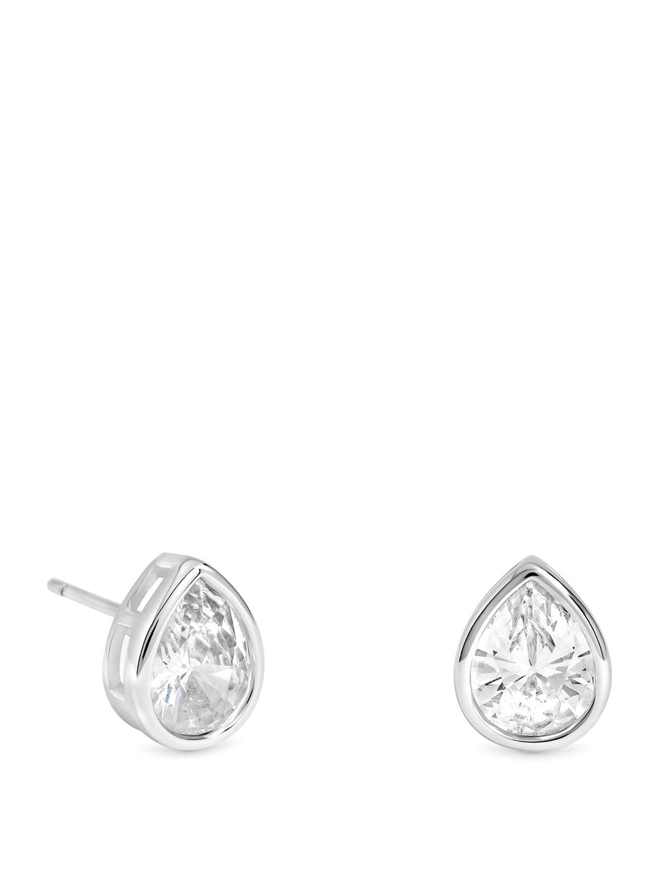 Image 1 of 3 of Inicio Silver Pear Bezel Studs