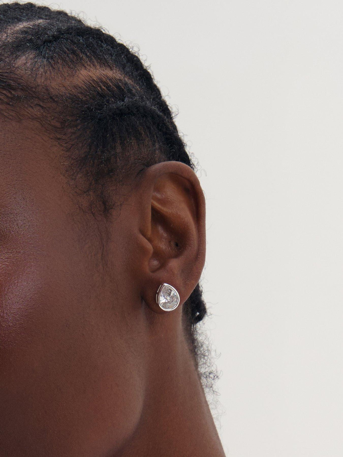 Image 2 of 3 of Inicio Silver Pear Bezel Studs
