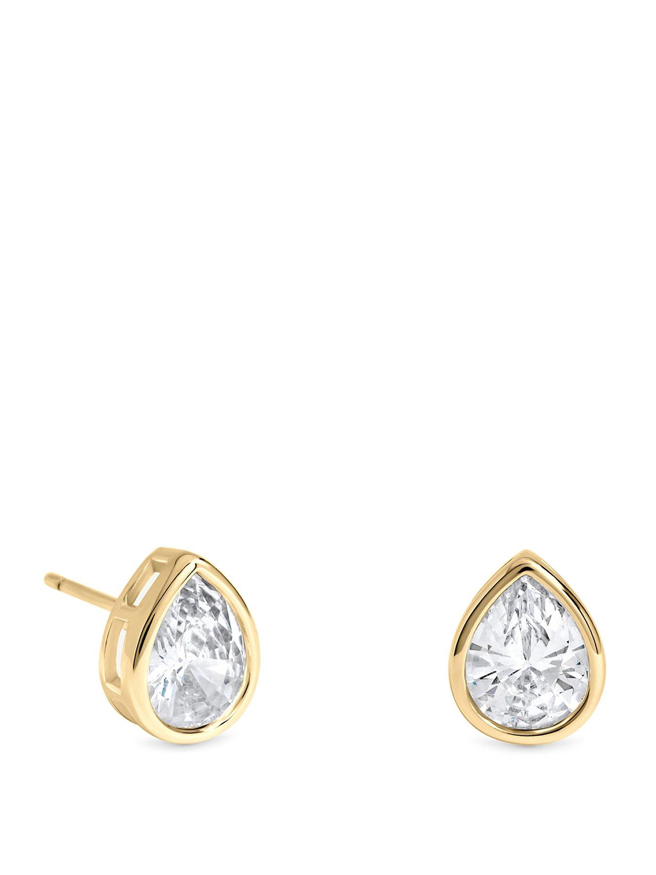 Image 1 of 1 of Inicio Gold Pear Bezel Studs