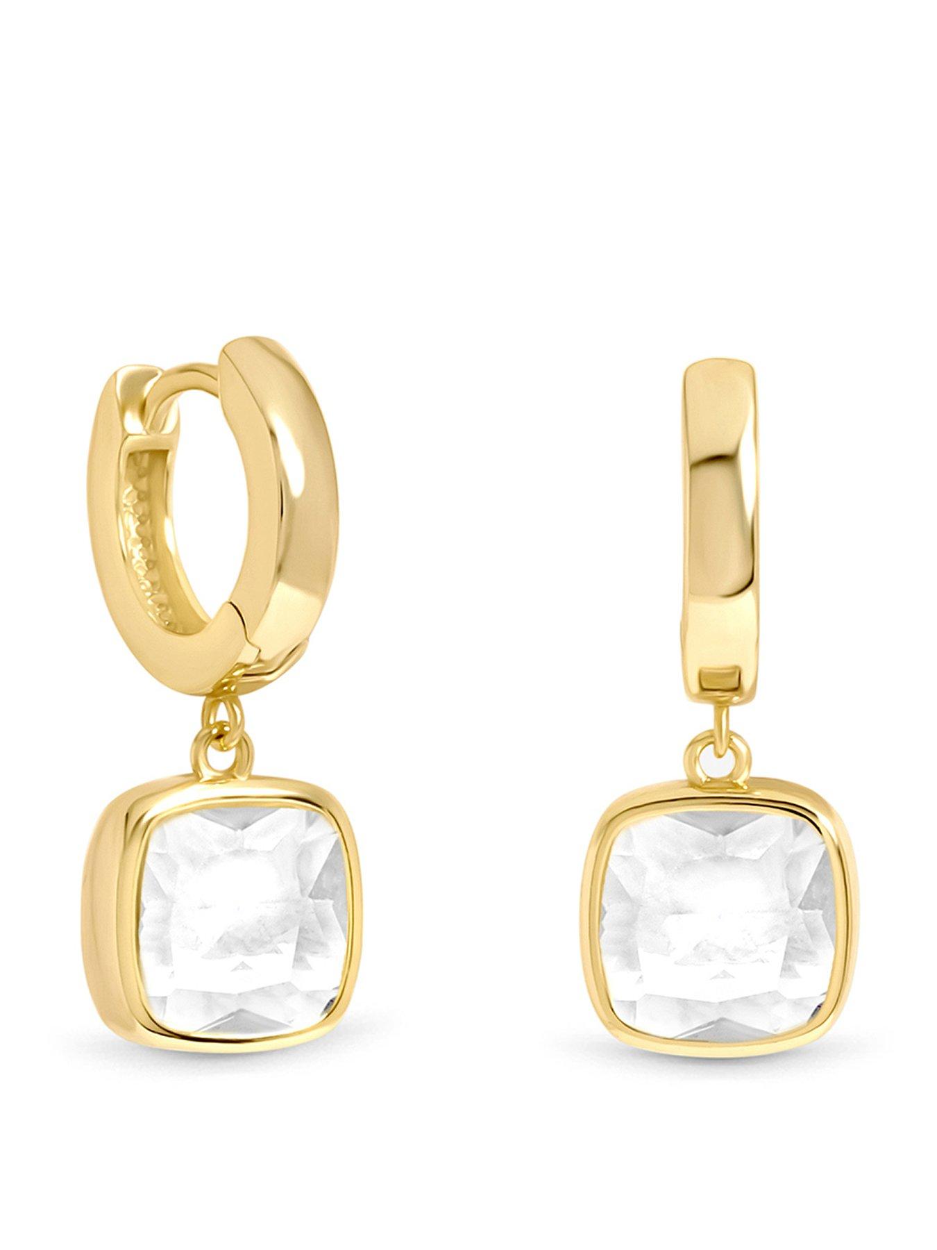 Inicio Gold Cushion Bezel Charm Hoops
