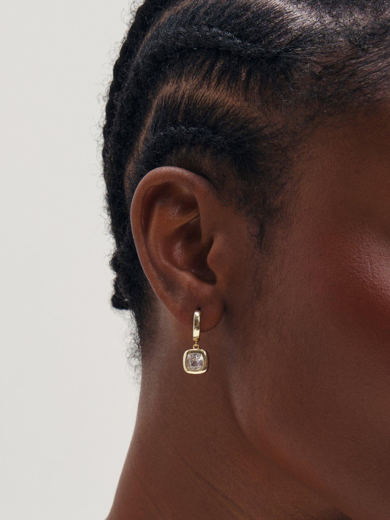 Image 3 of 3 of Inicio Inicio Gold Cushion Bezel Charm Hoops