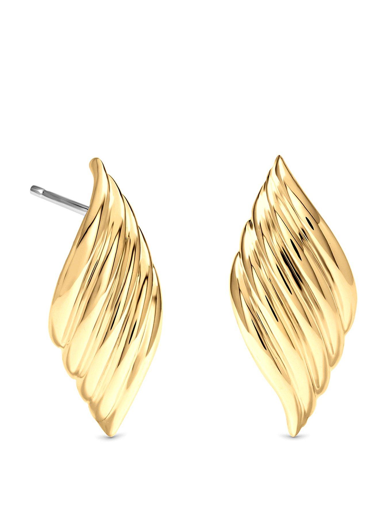 Image 1 of 1 of Inicio Gold Large Ridged Wave Studs