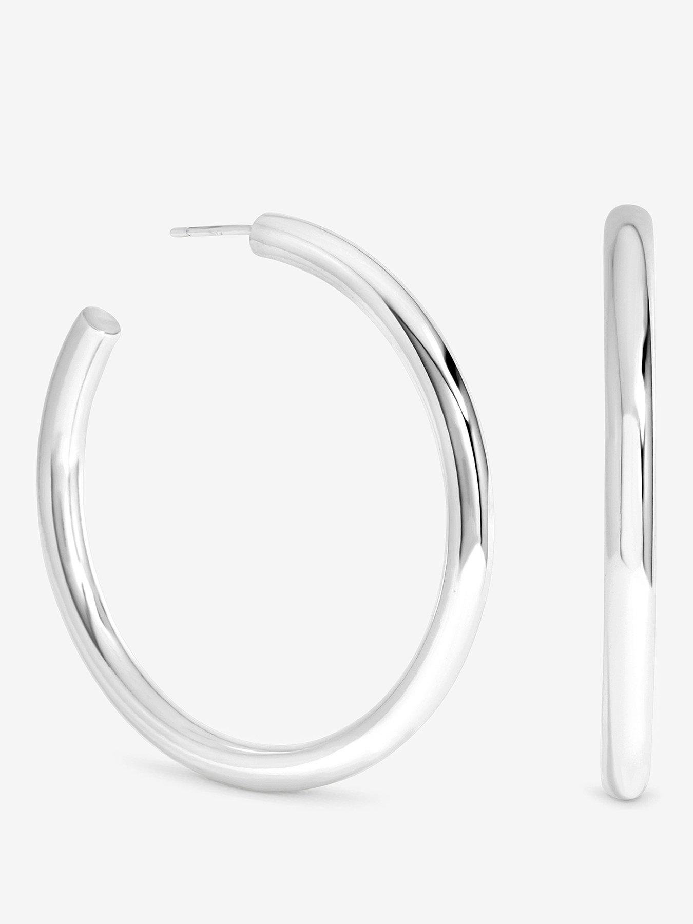 Jon Richard Inicio Silver Chubby Large Hoop Earrings