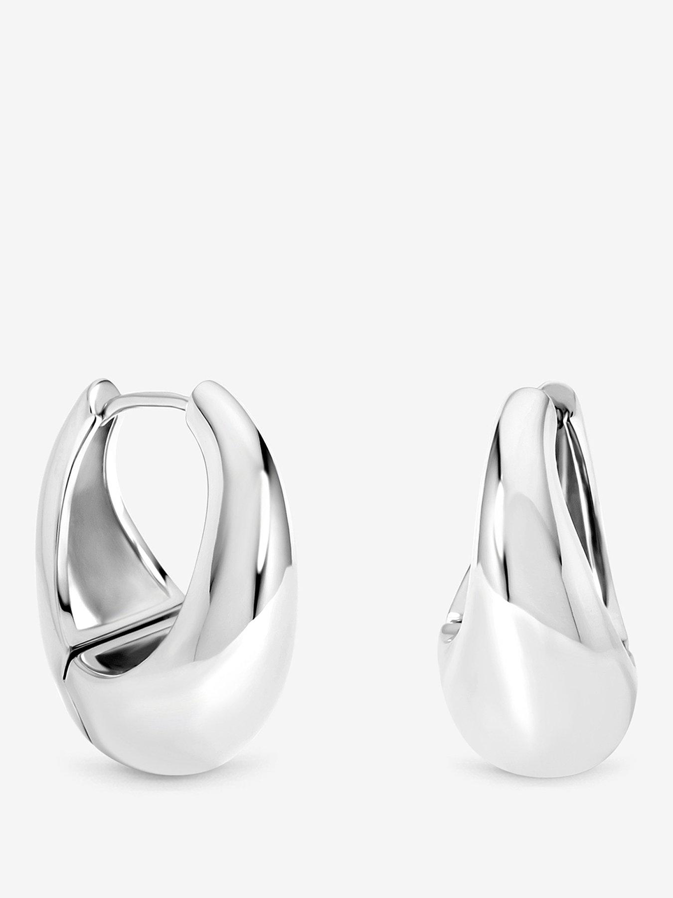 Image 1 of 3 of Inicio Silver Sculpted Chubby Hoops