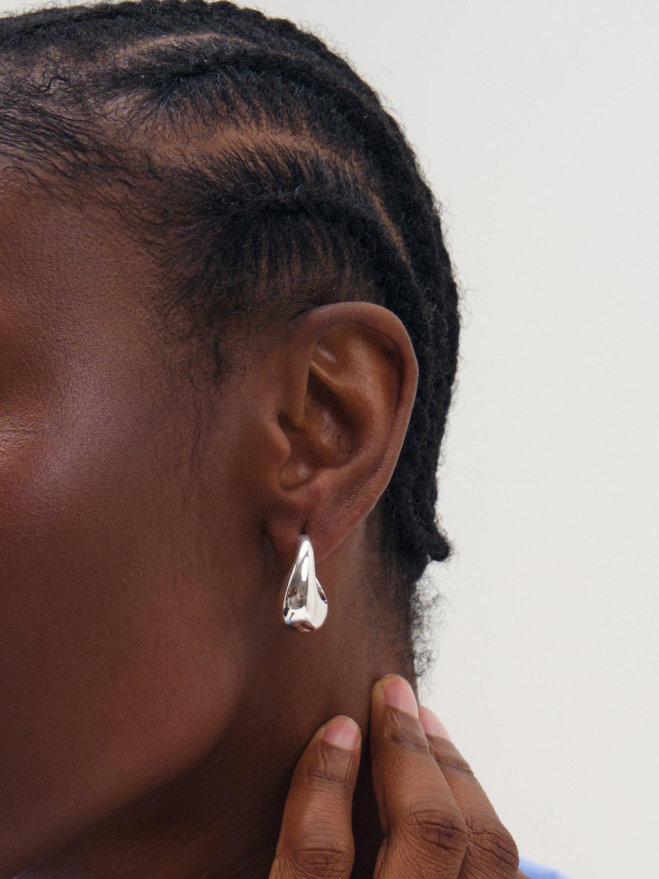 Image 2 of 3 of Inicio Silver Sculpted Chubby Hoops