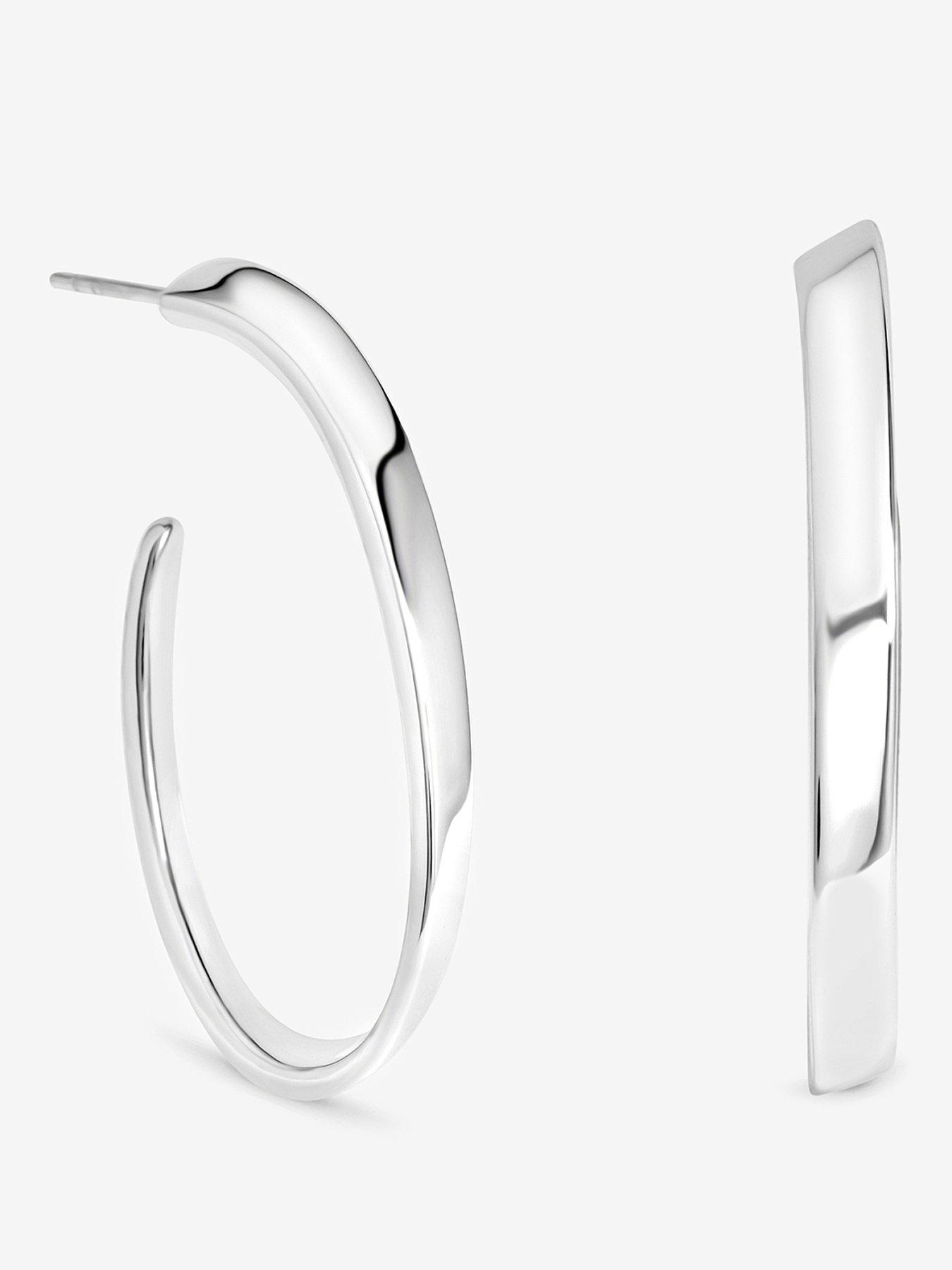 Inicio Silver Large Oval Twist Hoops