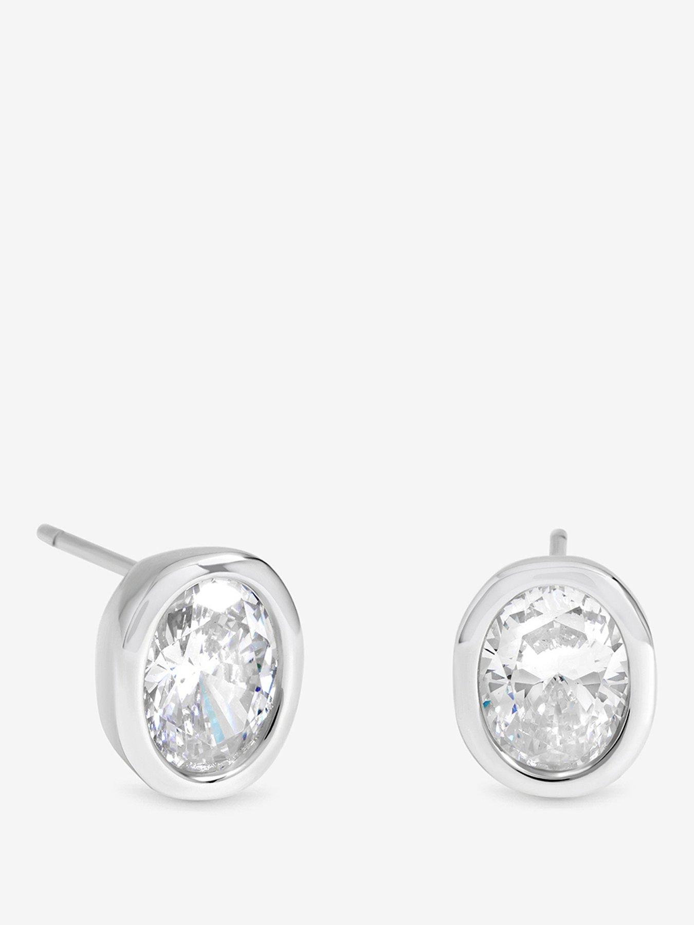 Image 1 of 3 of Inicio Silver Oval Bezel Studs
