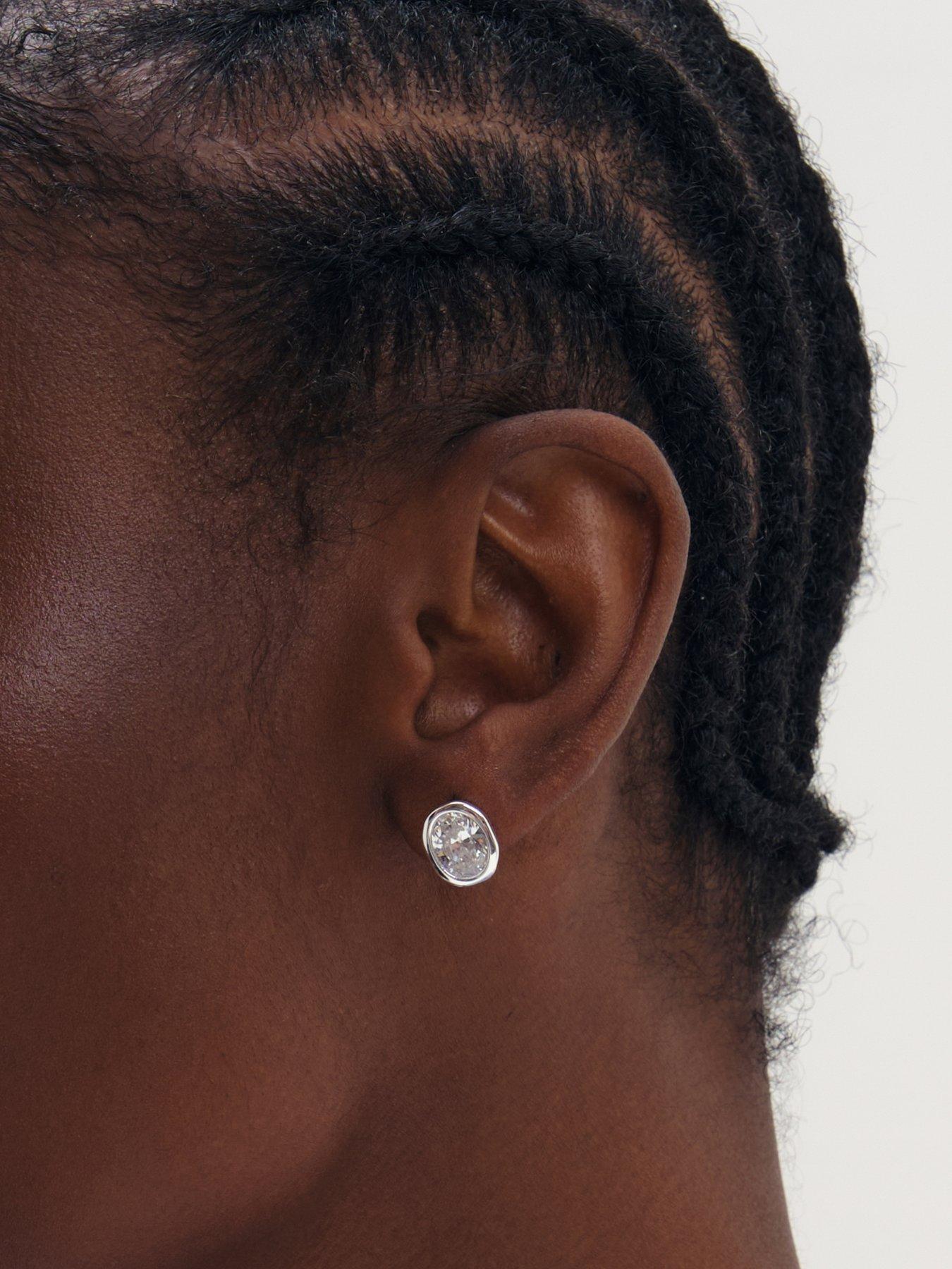 Image 2 of 3 of Inicio Silver Oval Bezel Studs