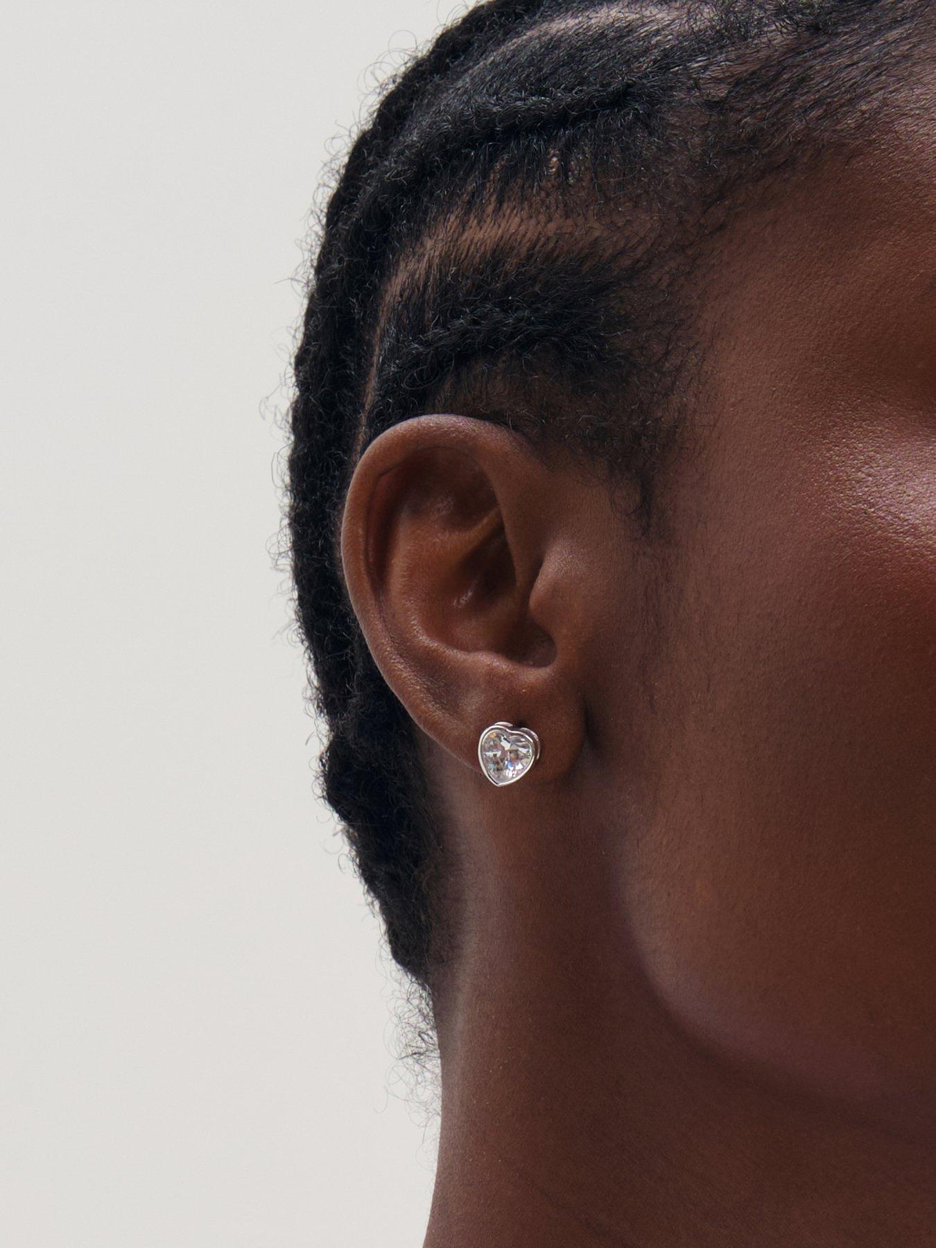 Image 2 of 3 of Inicio Silver Heart Bezel Studs